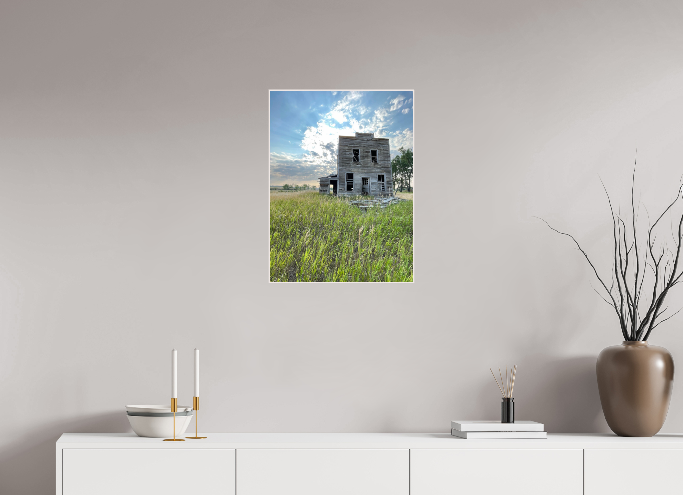 18 x 24″, Wood ArtBox with Acrylic Still Standing: Abandoned Prairie Homestead