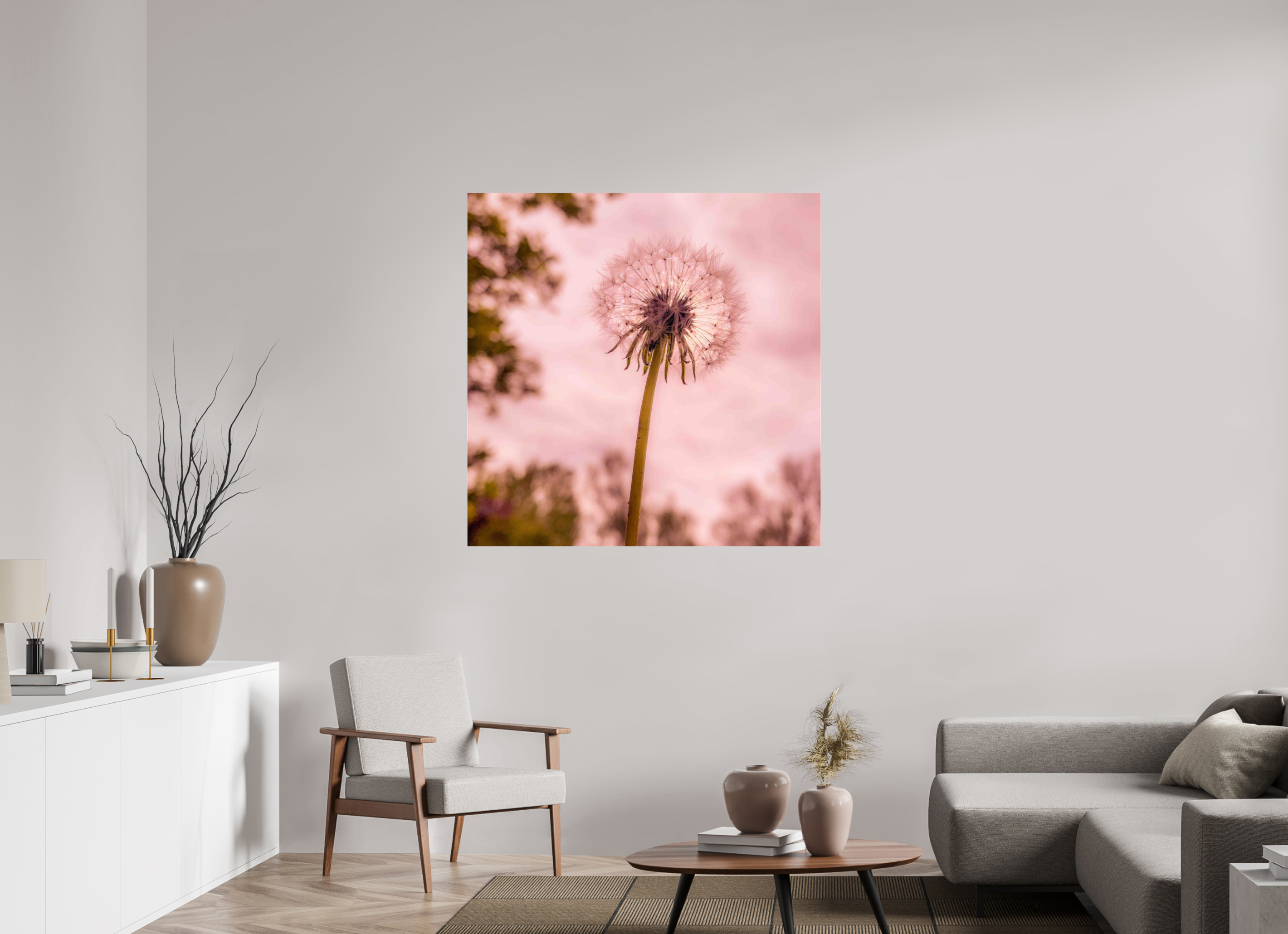 45 x 45″, Photo Print Under Acrylic Glass Make a Wish: Dandelion at Dusk