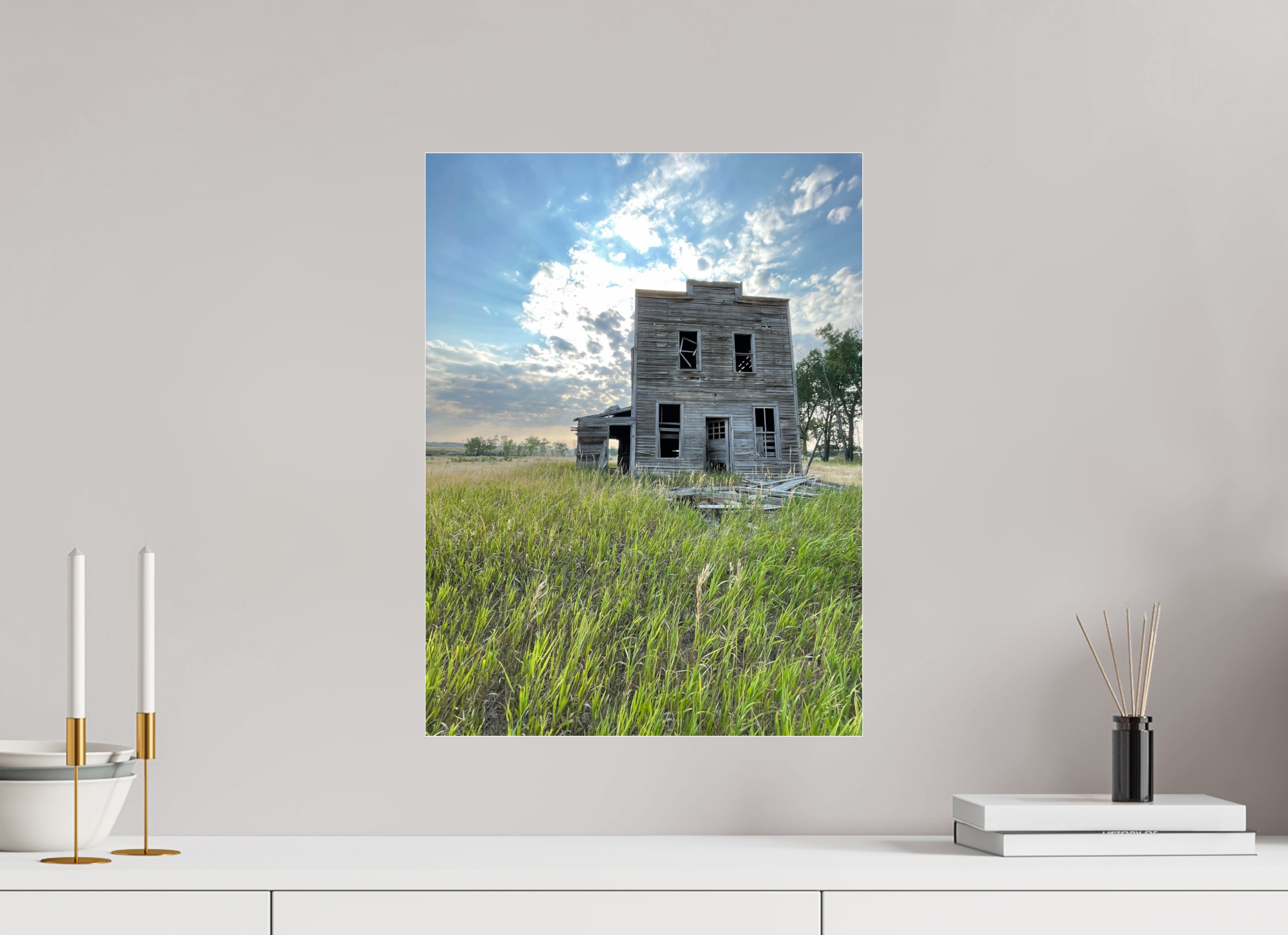 15 x 20″, Photo Print Under Acrylic Glass Still Standing: Abandoned Prairie Homestead