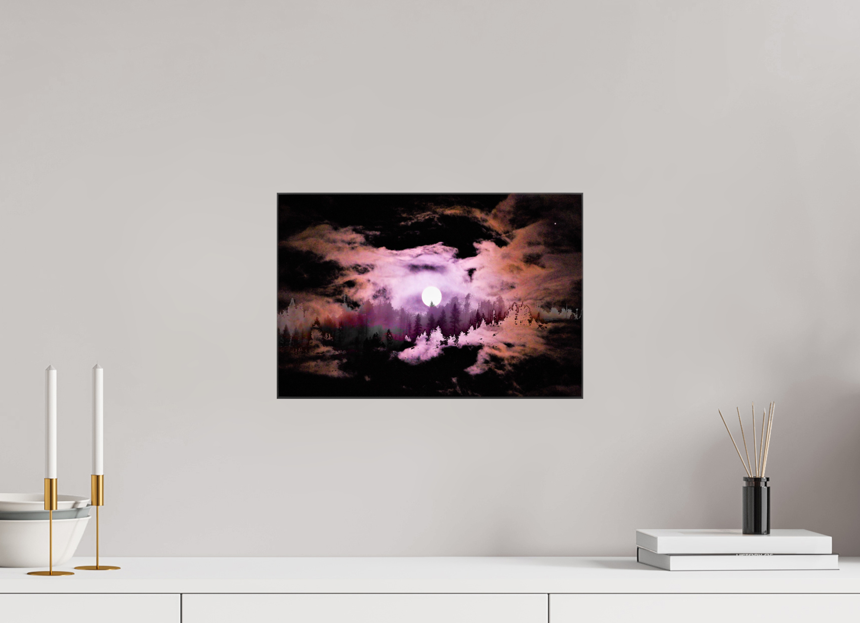 15 x 10″, Gloss Canvas Moonfire: Night Forest Double Exposure Fine Art Print