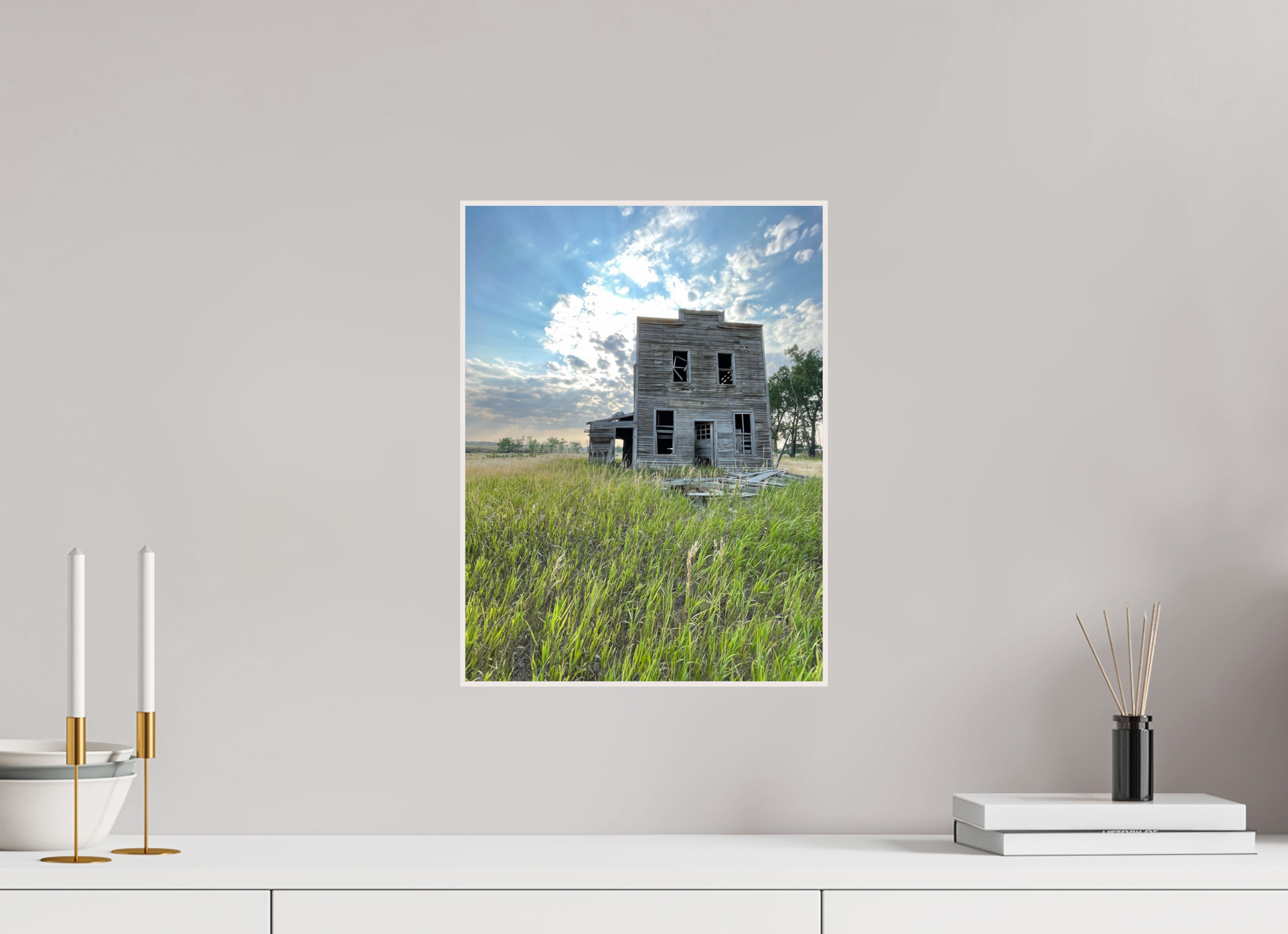 12 x 16″, Wood ArtBox with Acrylic Still Standing: Abandoned Prairie Homestead
