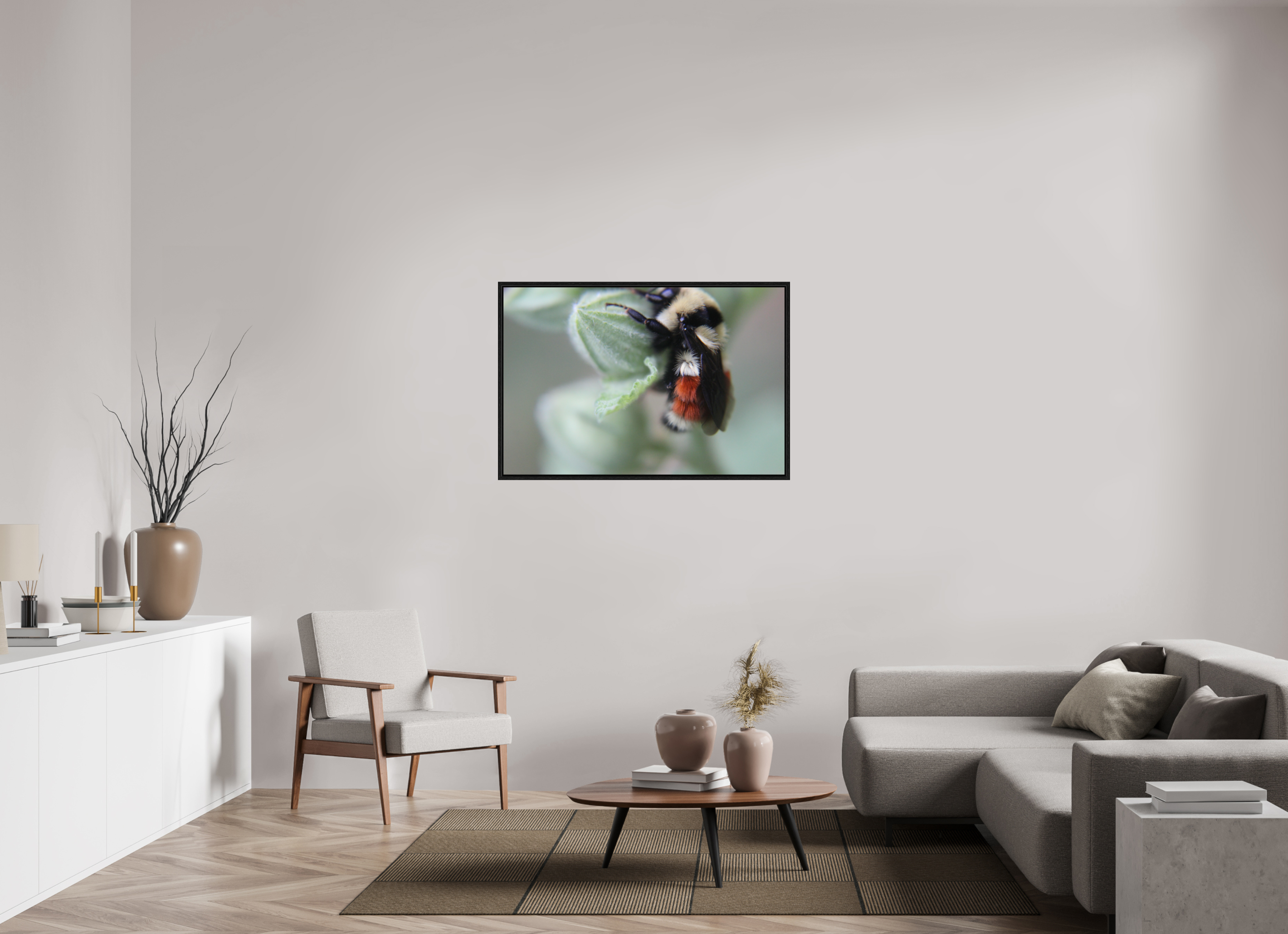 45 x 30″, Floater Frame The Busy One: Bumblebee Macro Fine Art Print