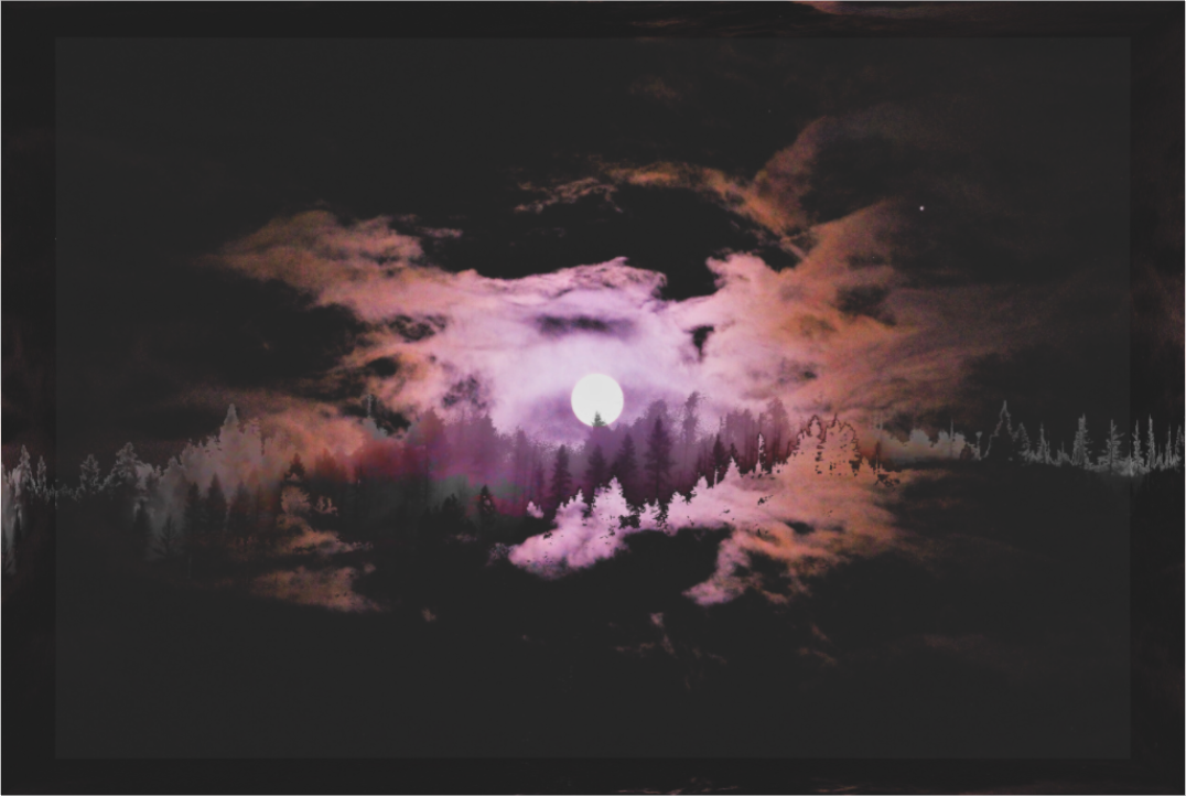 Main image Moonfire: Night Forest Double Exposure Fine Art Print