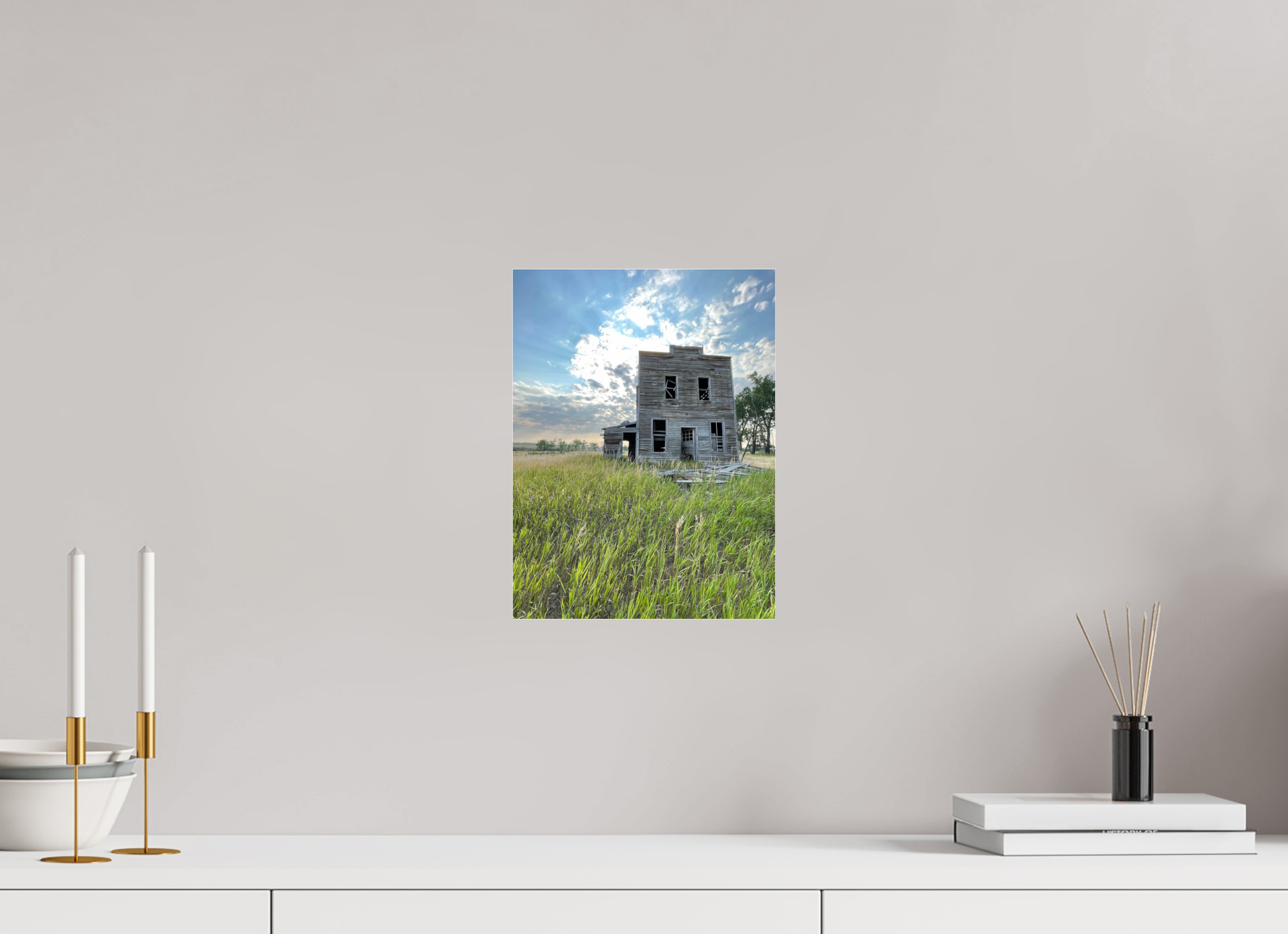 9 x 12″, Photo Print Under Acrylic Glass Still Standing: Abandoned Prairie Homestead