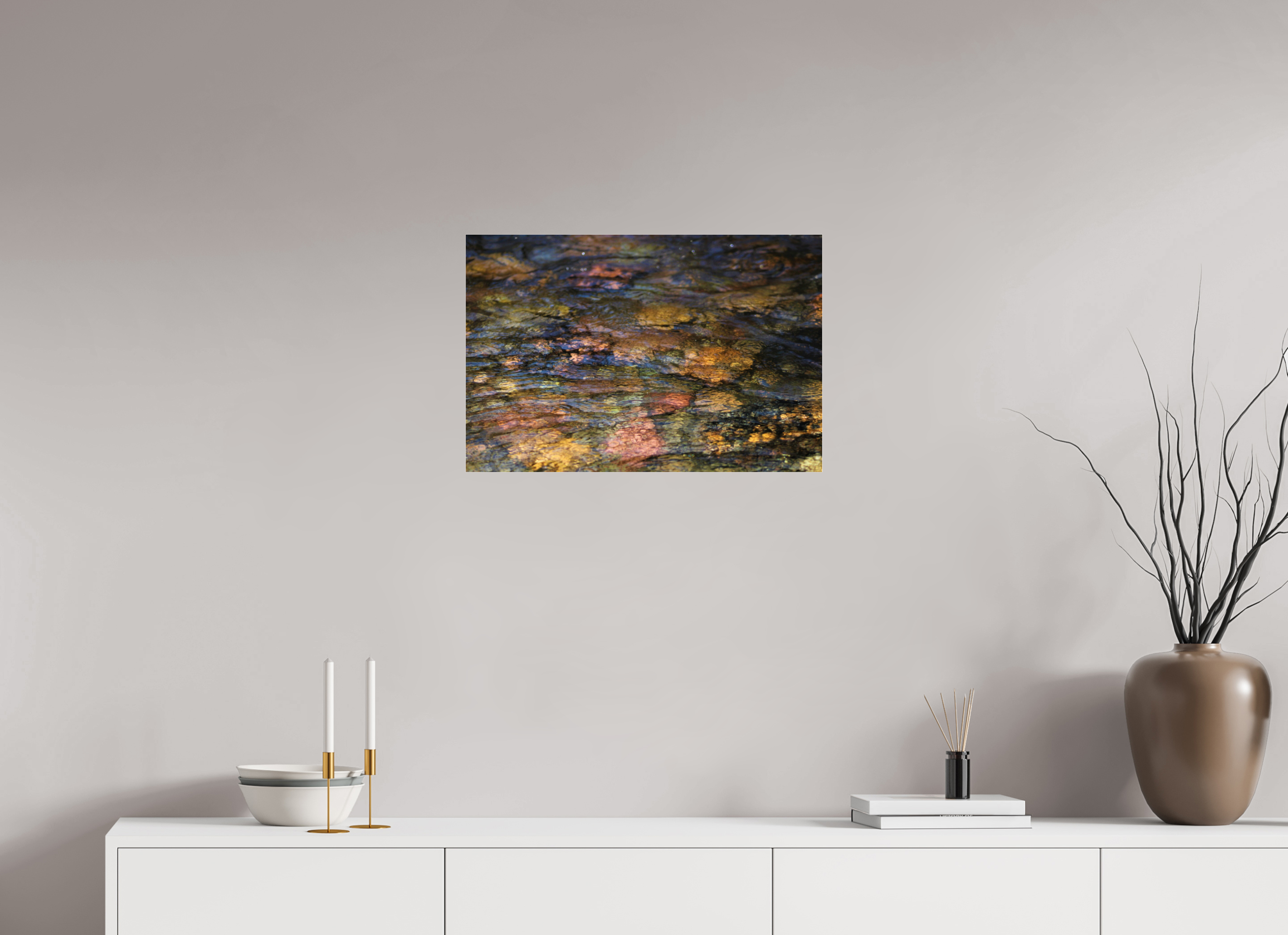 24 x 16″, Photo Print Under Acrylic Glass Liquid Gold: Creek Stone