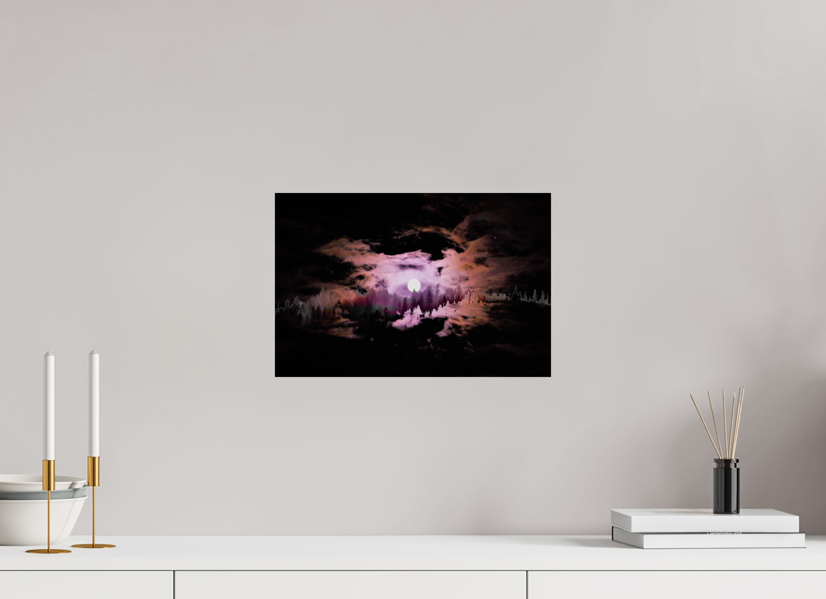 15 x 10″, Photo Print On Fuji Crystal DP II Moonfire: Night Forest Double Exposure Fine Art Print