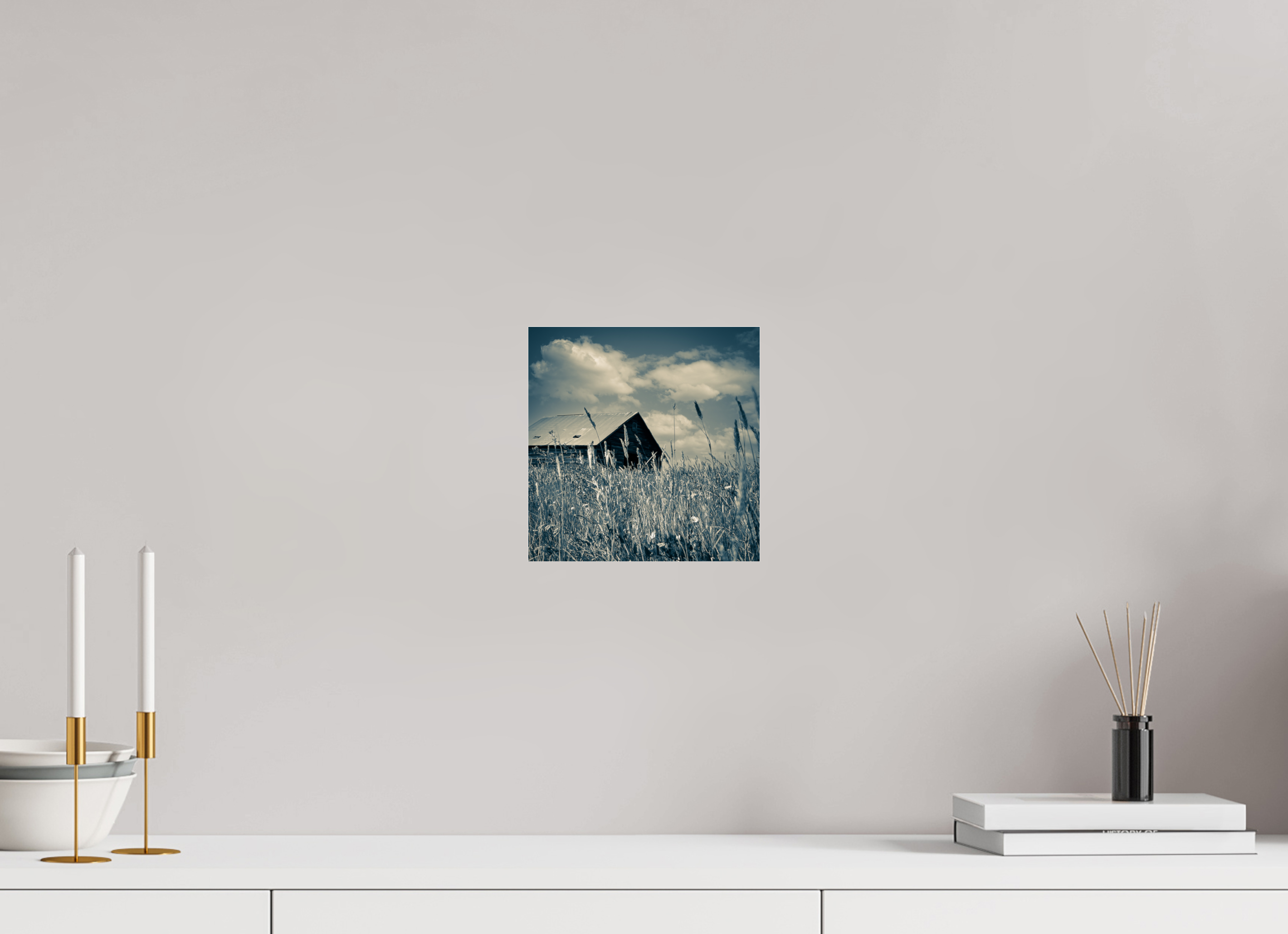 8 x 8.1″, Photo Print Under Acrylic Glass Reclaimed: Abandoned Barn Through Prairie Grass