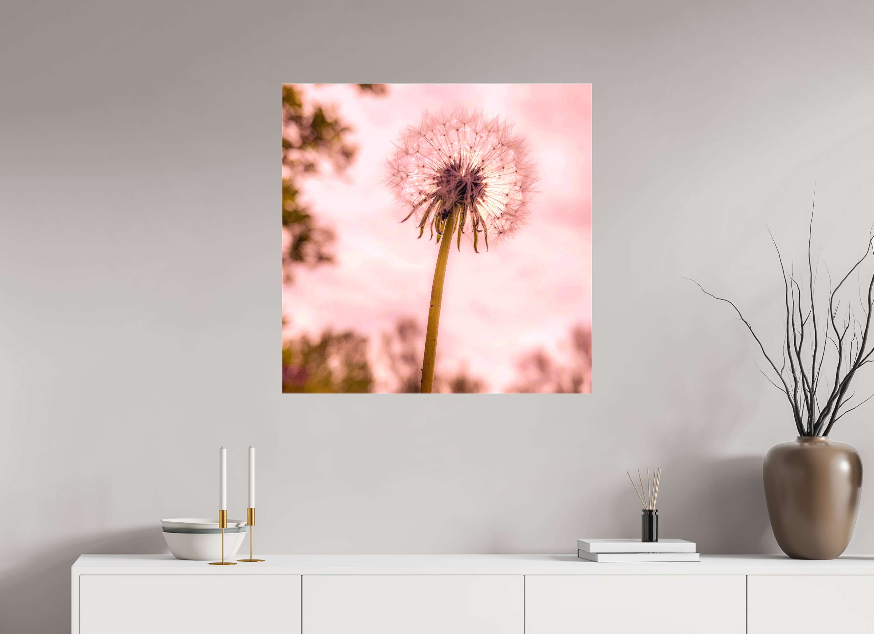 30 x 30″, Gloss Canvas Make a Wish: Dandelion at Dusk