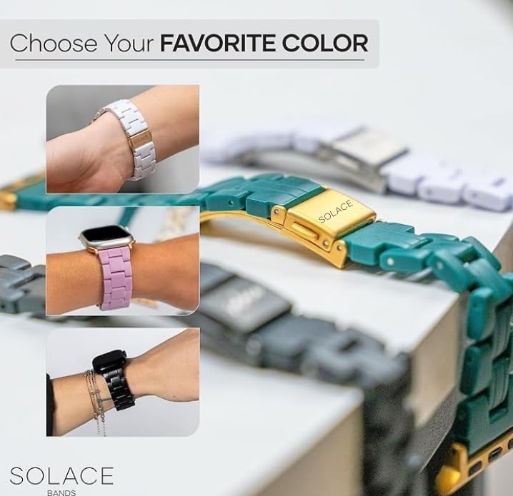 Solace Bands Lightweight Perma Watch Band - Universal Fit for Apple Watch Bands for Women & Men, iWatch Bands for 38mm 40mm 41mm 42mm 44mm 45mm 49mm Ultra, SE, Series 11 10 9 8 7 6 5-1 (Matte Solid)