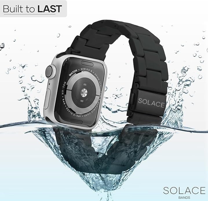 Solace Bands Lightweight Perma Watch Band - Universal Fit for Apple Watch Bands for Women & Men, iWatch Bands for 38mm 40mm 41mm 42mm 44mm 45mm 49mm Ultra, SE, Series 11 10 9 8 7 6 5-1 (Matte Solid)