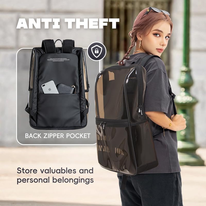 Clear Backpack Heavy Duty for Adults Men Work with Reinforced Straps, Laptop Bag for Stadium Events