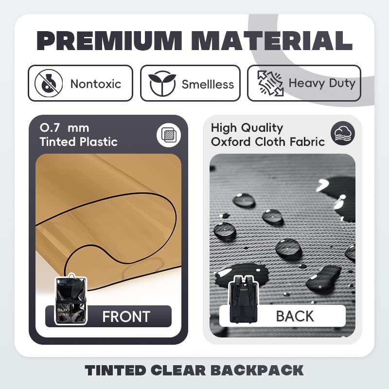 Clear Backpack Heavy Duty for Adults Men Work with Reinforced Straps, Laptop Bag for Stadium Events