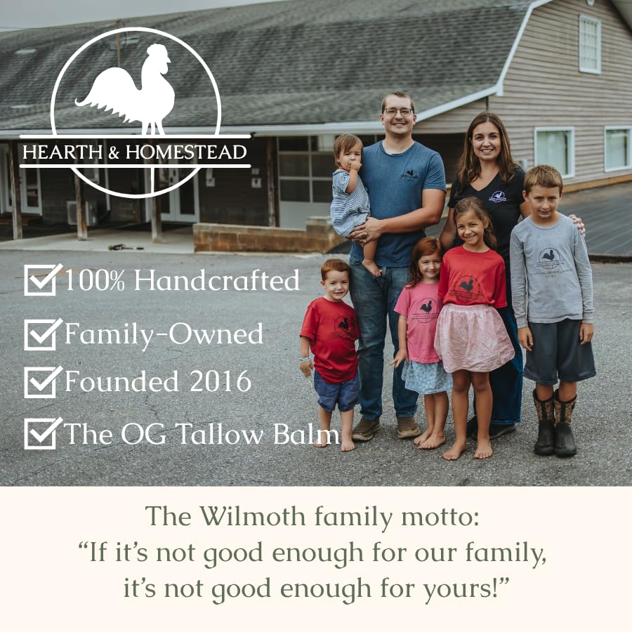 Hearth and Homestead: Handmade Whipped Tallow Balm (Herb-Infused/Unscented) - Large Jar - 2.6 oz