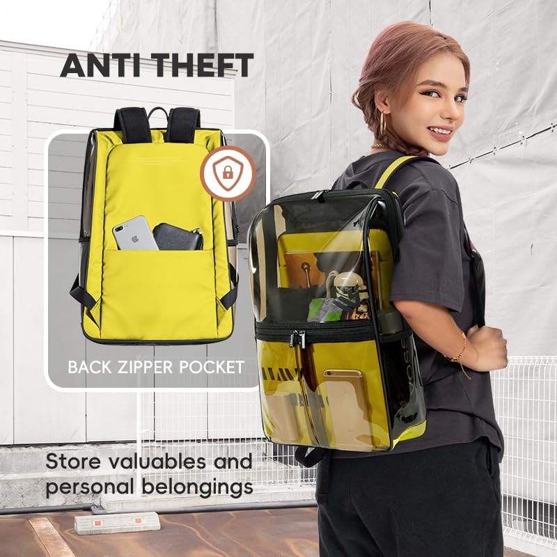 Clear Backpack Heavy Duty for Adults Men Work with Reinforced Straps, Laptop Bag for Stadium Events