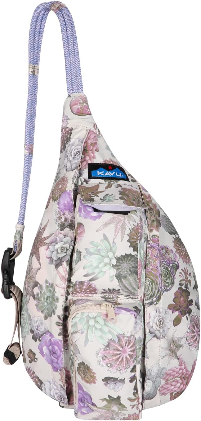 KAVU Mini Rope Sack Sling Crossbody Backpack - Succulents
