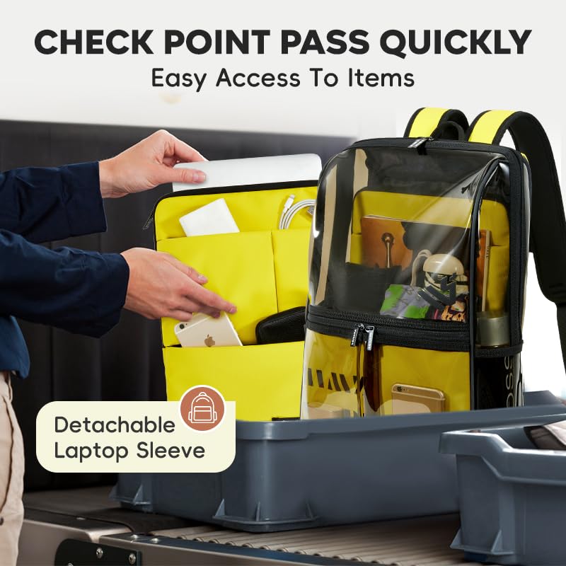 Clear Backpack Heavy Duty for Adults Men Work with Reinforced Straps, Laptop Bag for Stadium Events