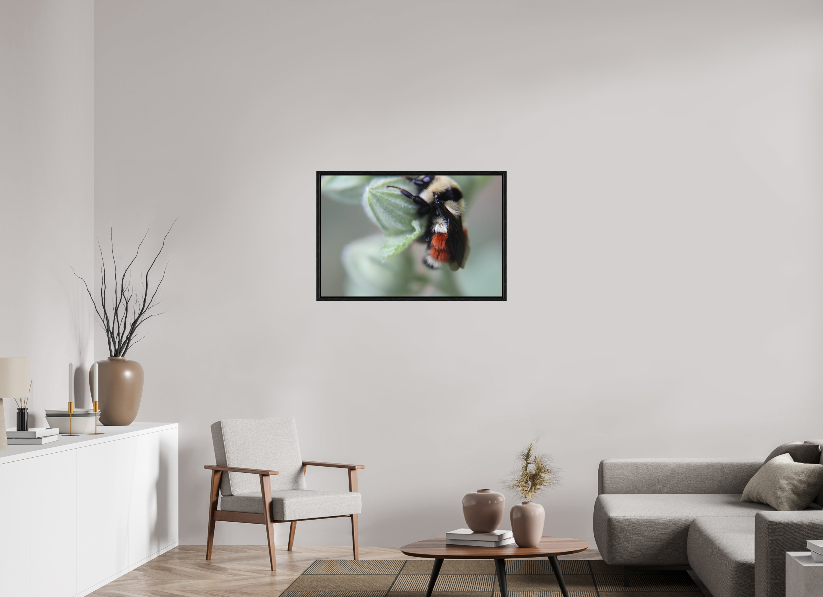 36 x 24″, Floater Frame The Busy One: Bumblebee Macro Fine Art Print