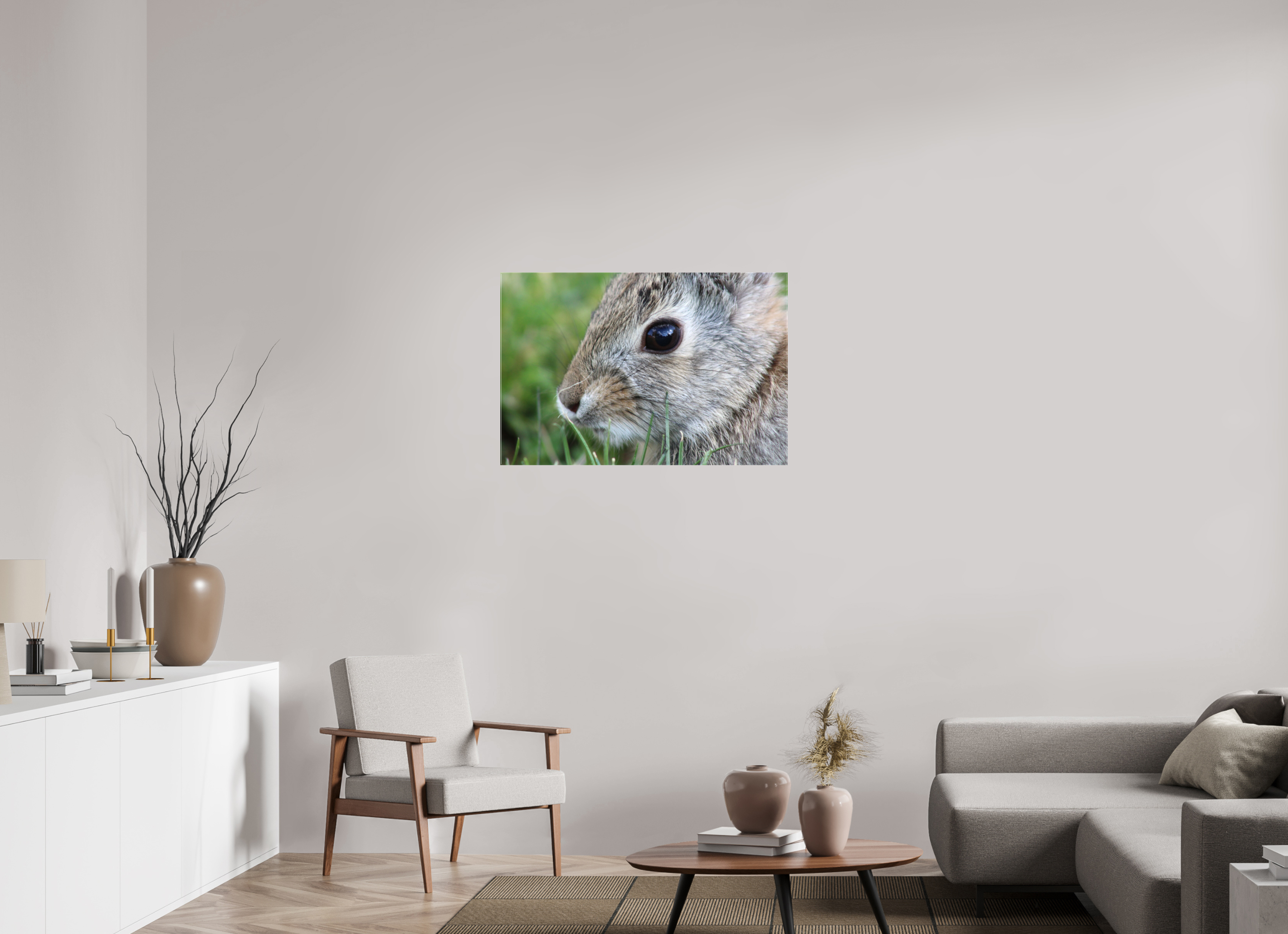 36 x 24″, Gloss Canvas Eye to Eye: Cottontail Rabbit Portrait