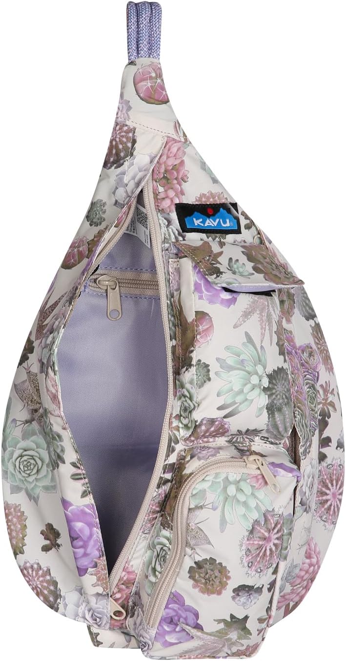 KAVU Mini Rope Sack Sling Crossbody Backpack - Succulents