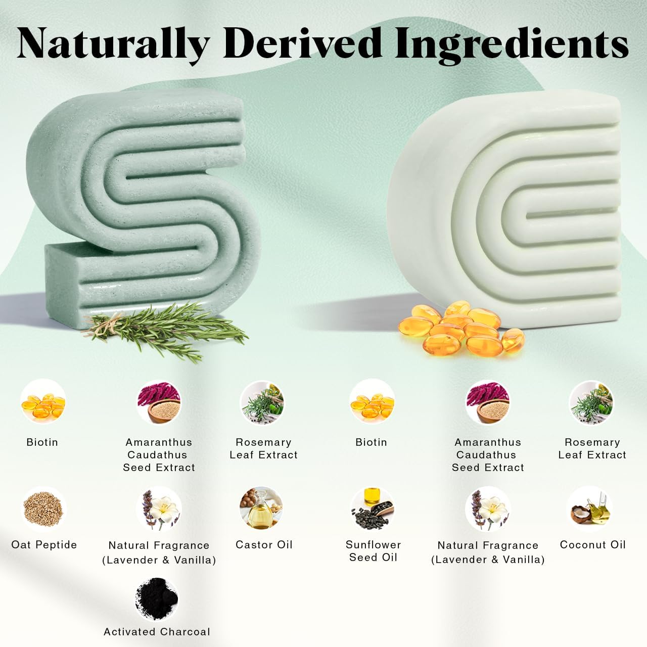 Kitsch Rosemary & Biotin Shampoo and Conditioner Set for Hair Growth - Strengthening, Thickening & Volumizing Shampoo and Conditioner Bar - Paraben, Sulfate & Silicone Free - 2 pack