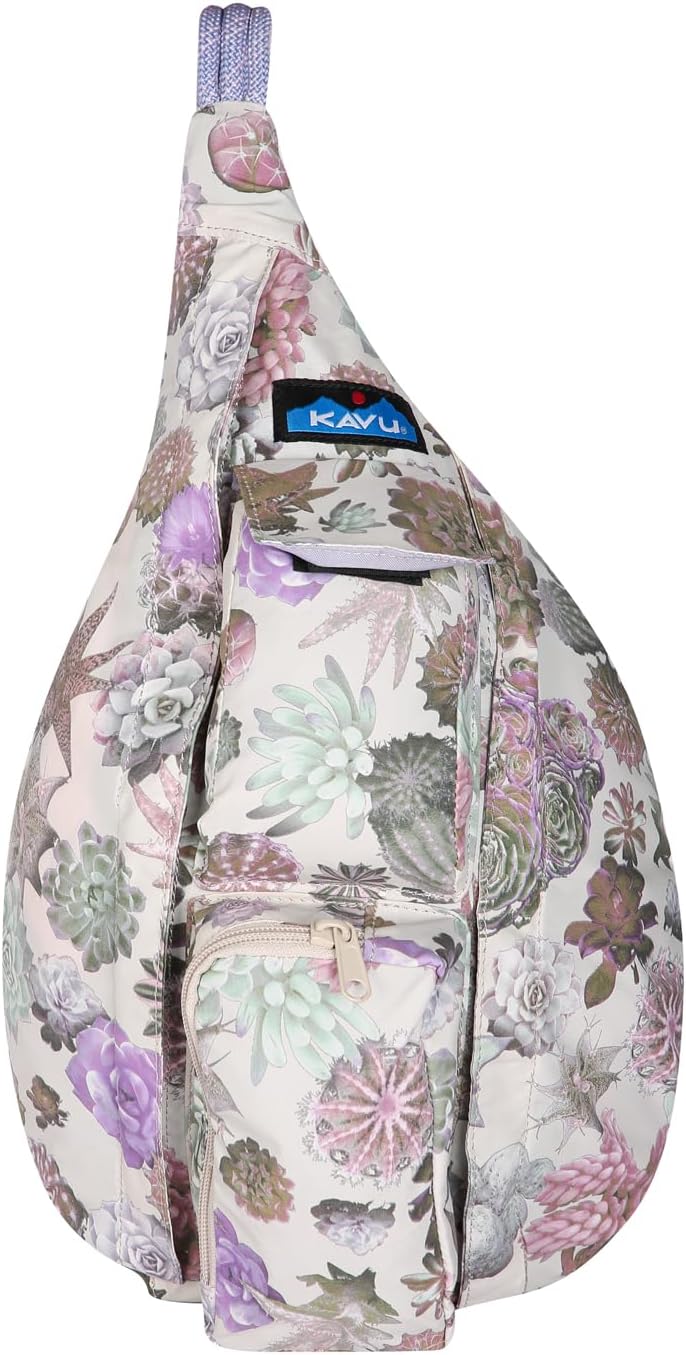 KAVU Mini Rope Sack Sling Crossbody Backpack - Succulents