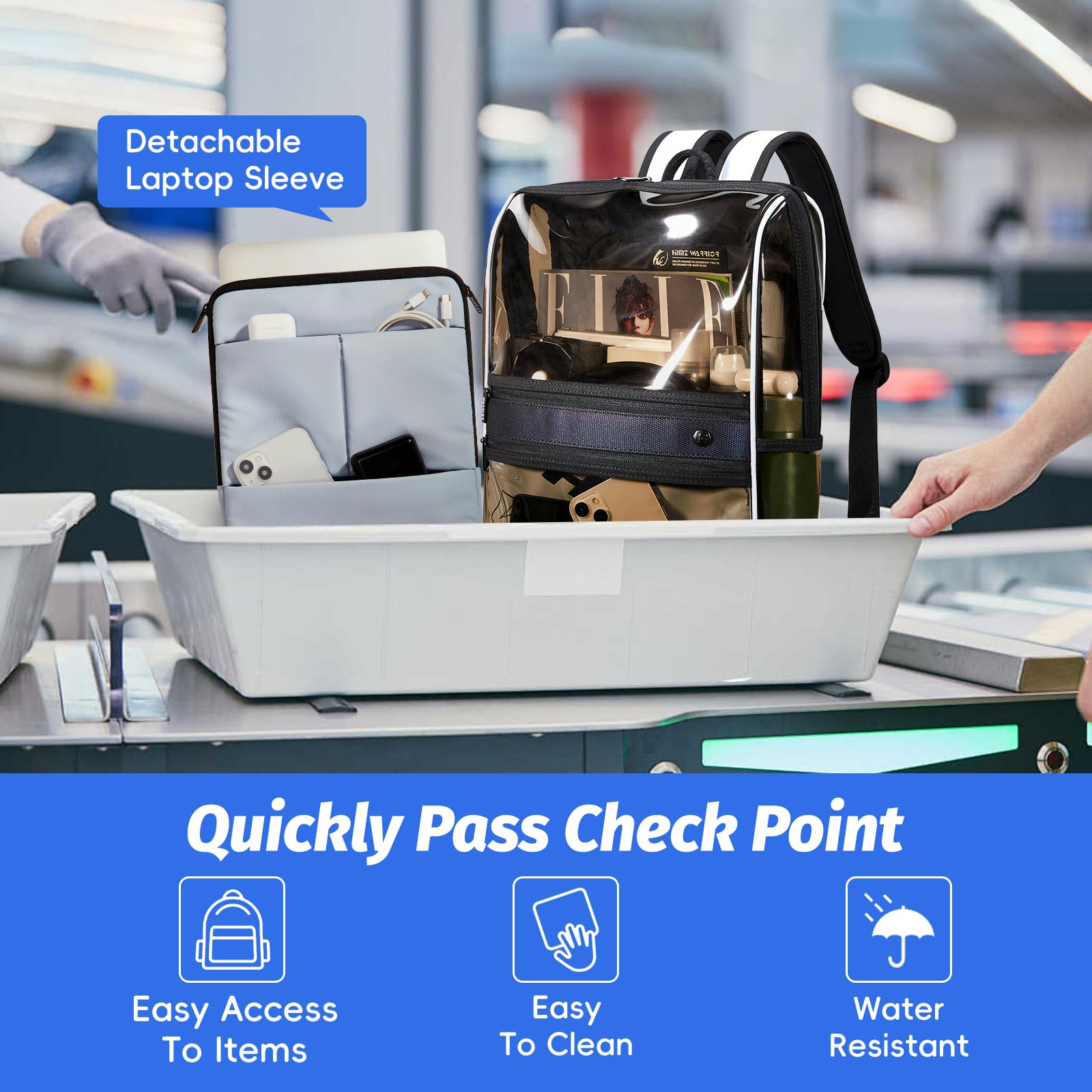 Clear Backpack Heavy Duty for Adults Men Work with Reinforced Straps, Laptop Bag for Stadium Events