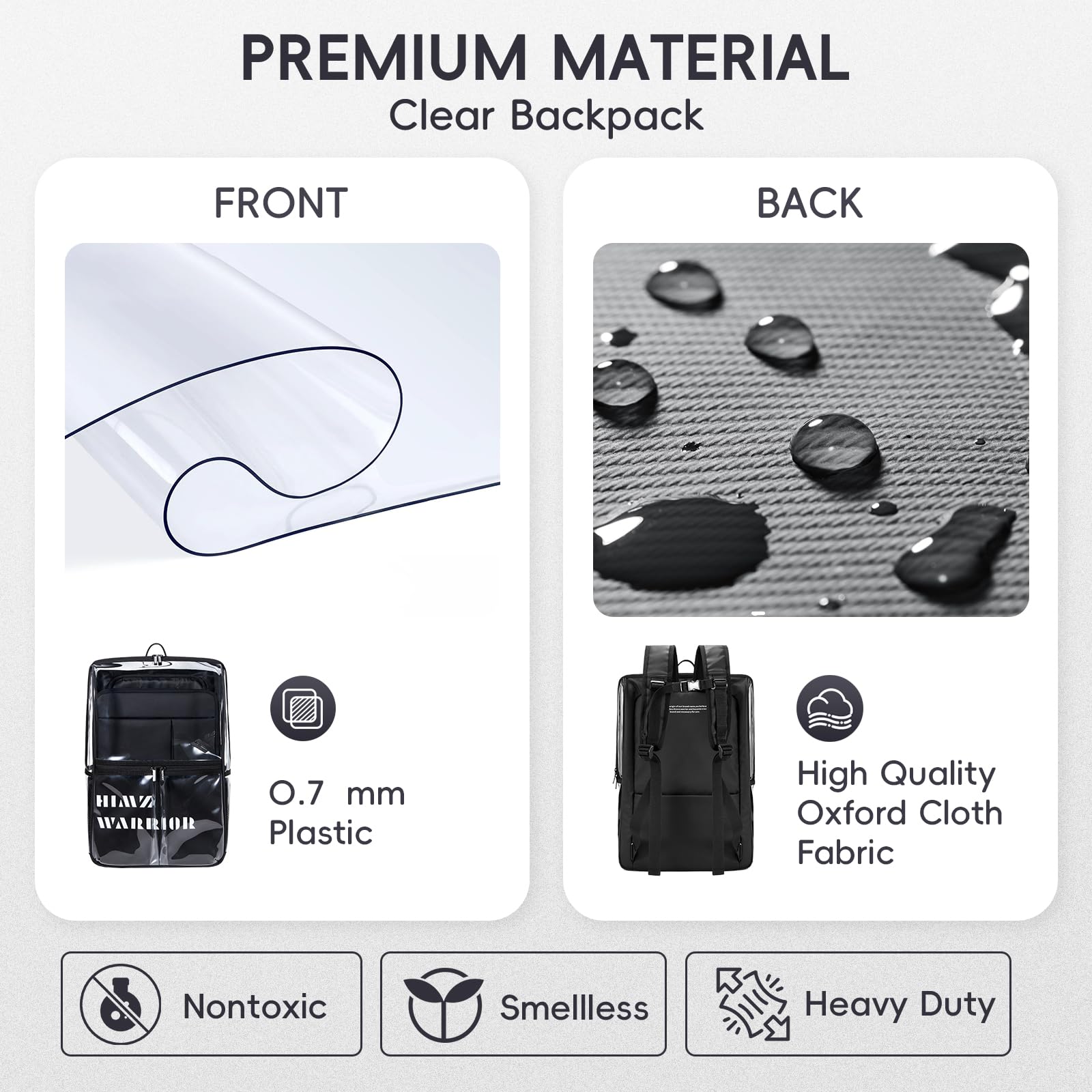 Clear Backpack Heavy Duty for Adults Men Work with Reinforced Straps, Laptop Bag for Stadium Events