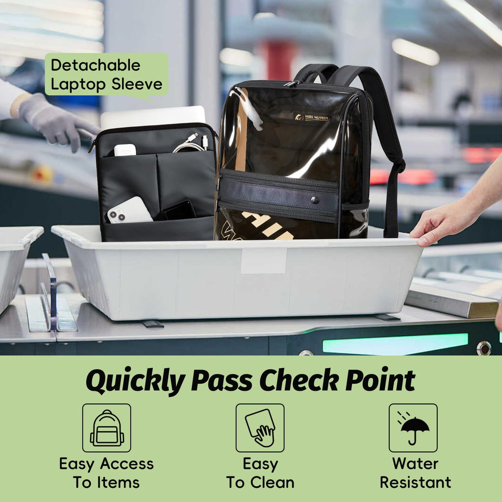 Clear Backpack Heavy Duty for Adults Men Work with Reinforced Straps, Laptop Bag for Stadium Events