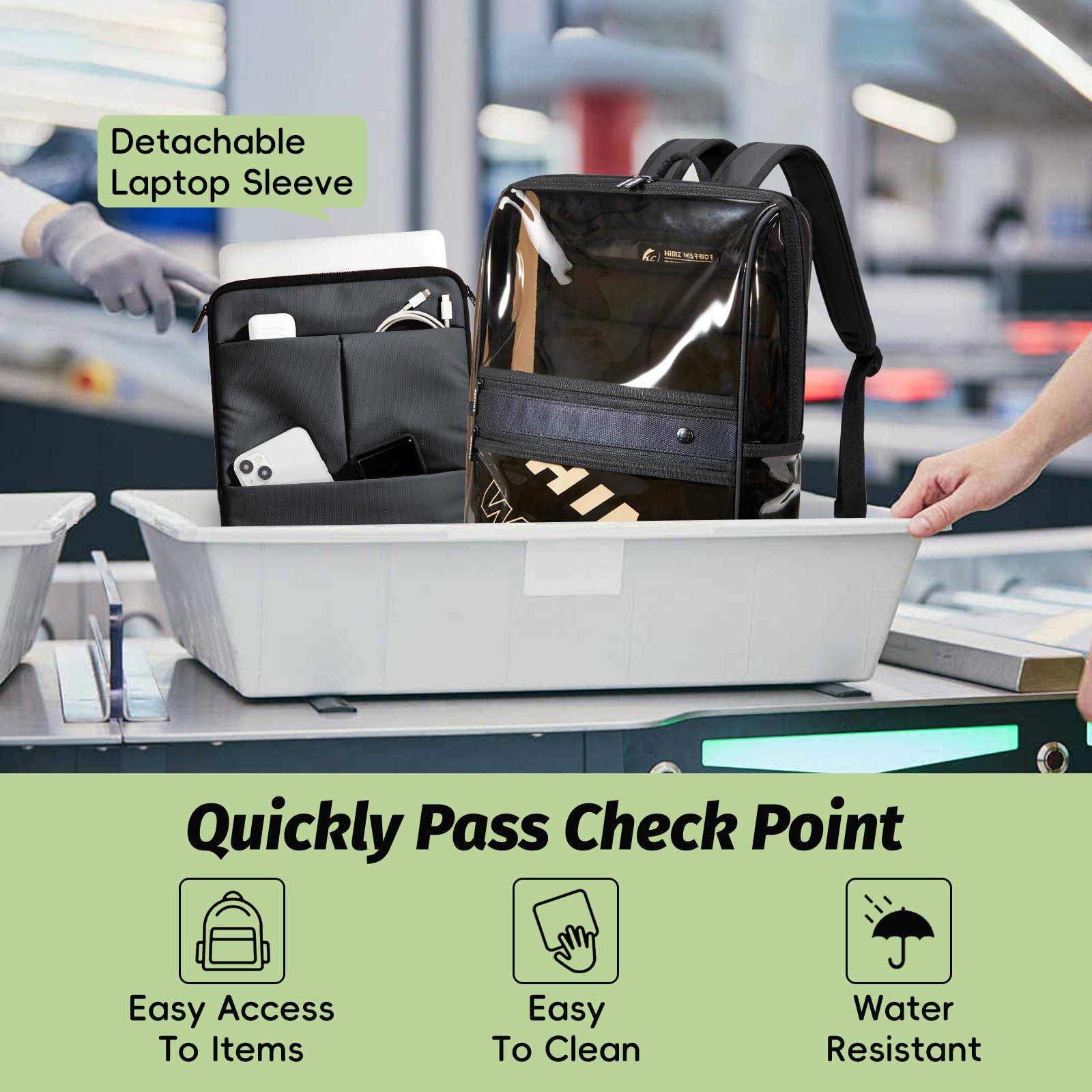 Clear Backpack Heavy Duty for Adults Men Work with Reinforced Straps, Laptop Bag for Stadium Events