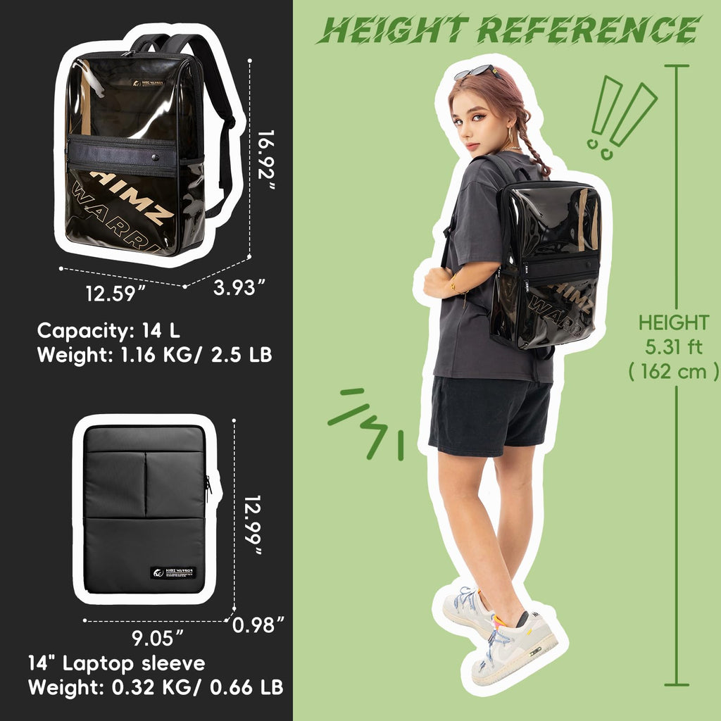 Clear Backpack Heavy Duty for Adults Men Work with Reinforced Straps, Laptop Bag for Stadium Events