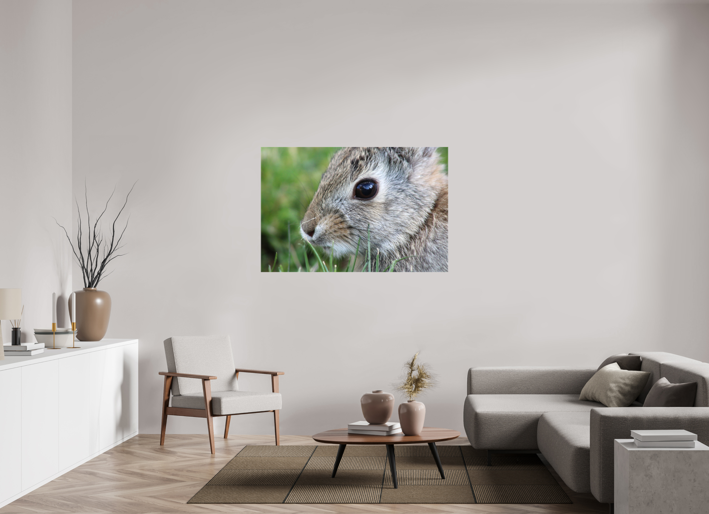 54 x 36″, Gloss Canvas Eye to Eye: Cottontail Rabbit Portrait