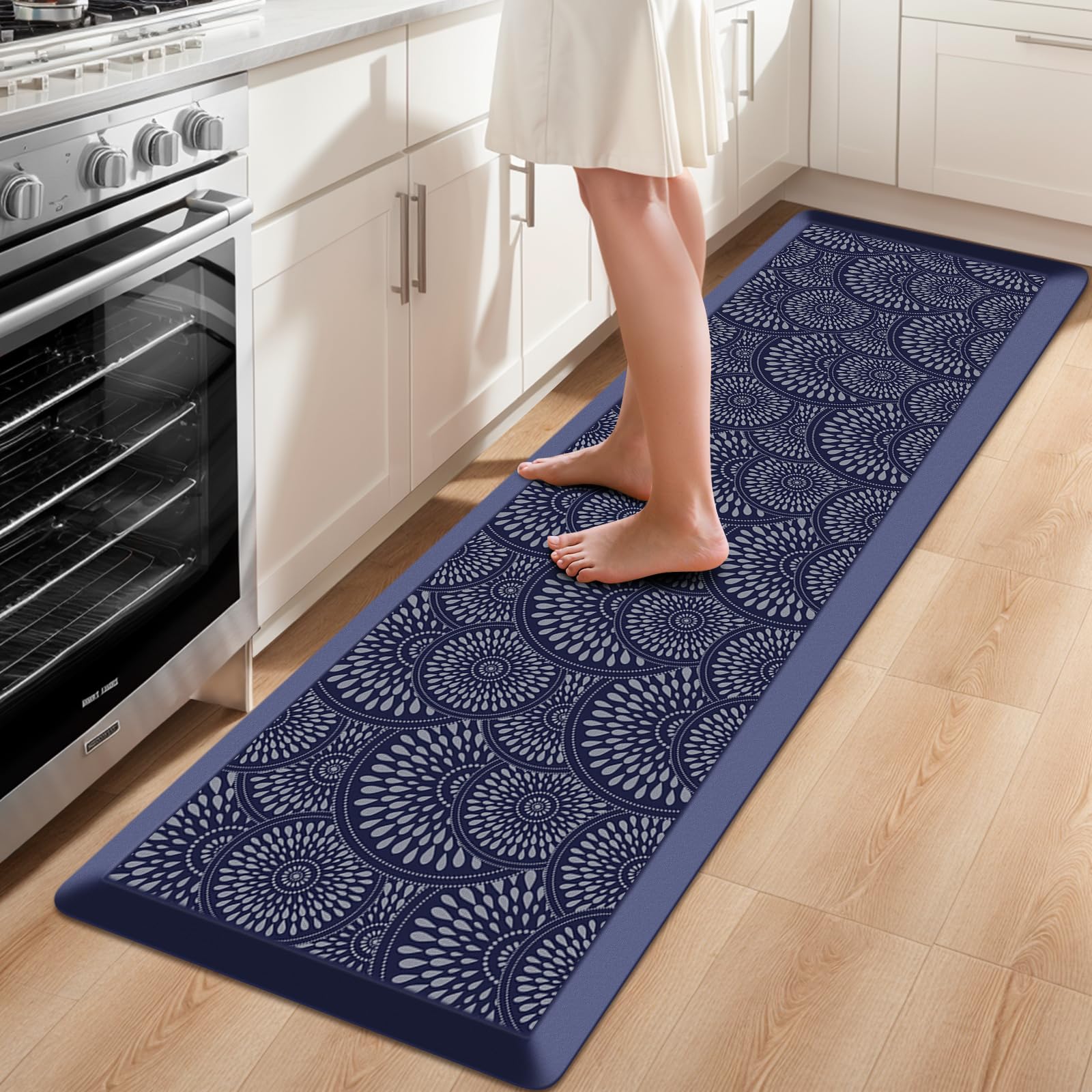 Mattitude Kitchen Mat, 17.3x28in Heavy Duty Ergonomic Comfort Foam Standing Desk Mat, Waterproof Non-Slip Standing Mats and Rugs for Kitchen, Office, Laundry, Grey