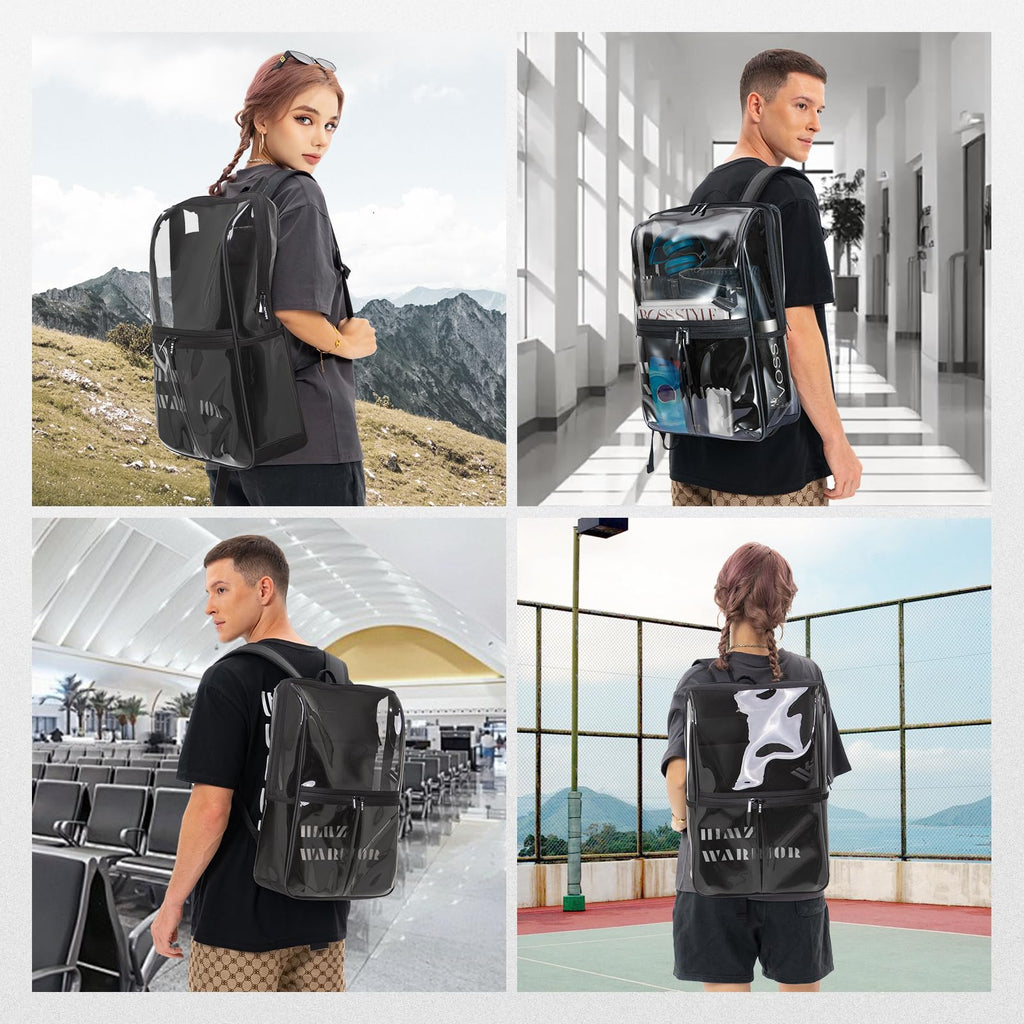 Clear Backpack Heavy Duty for Adults Men Work with Reinforced Straps, Laptop Bag for Stadium Events