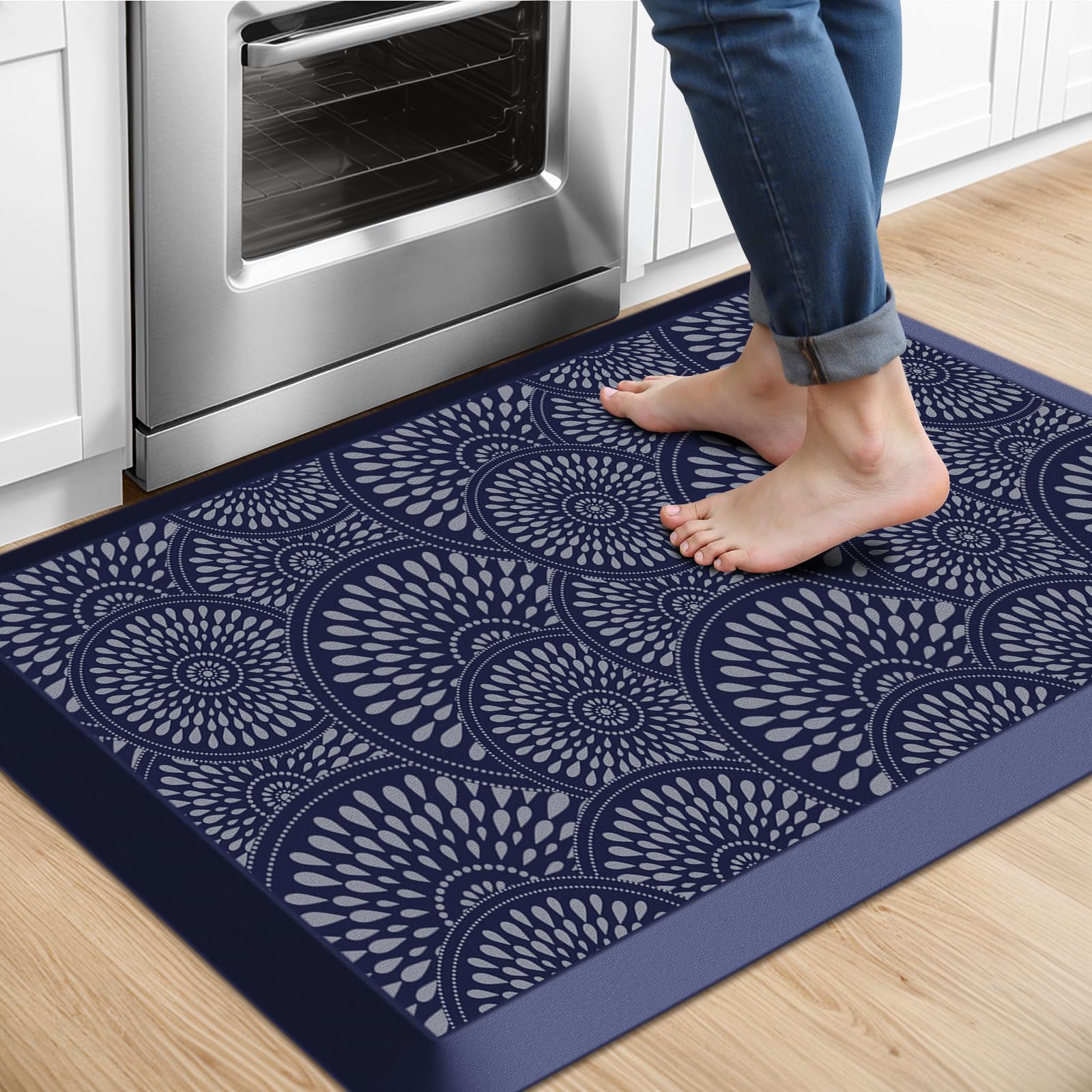 Mattitude Kitchen Mat, 17.3x28in Heavy Duty Ergonomic Comfort Foam Standing Desk Mat, Waterproof Non-Slip Standing Mats and Rugs for Kitchen, Office, Laundry, Grey