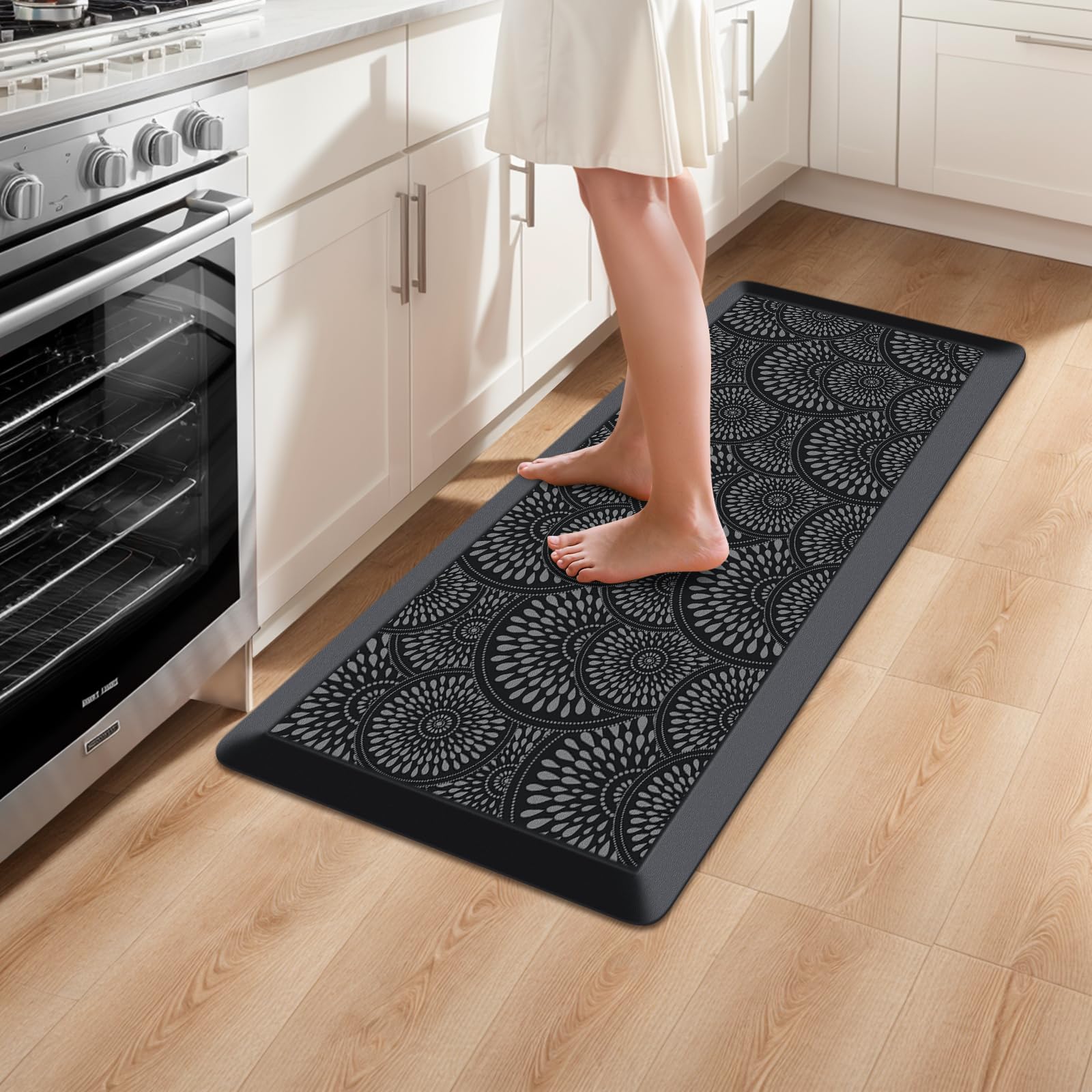 Mattitude Kitchen Mat, 17.3x28in Heavy Duty Ergonomic Comfort Foam Standing Desk Mat, Waterproof Non-Slip Standing Mats and Rugs for Kitchen, Office, Laundry, Grey