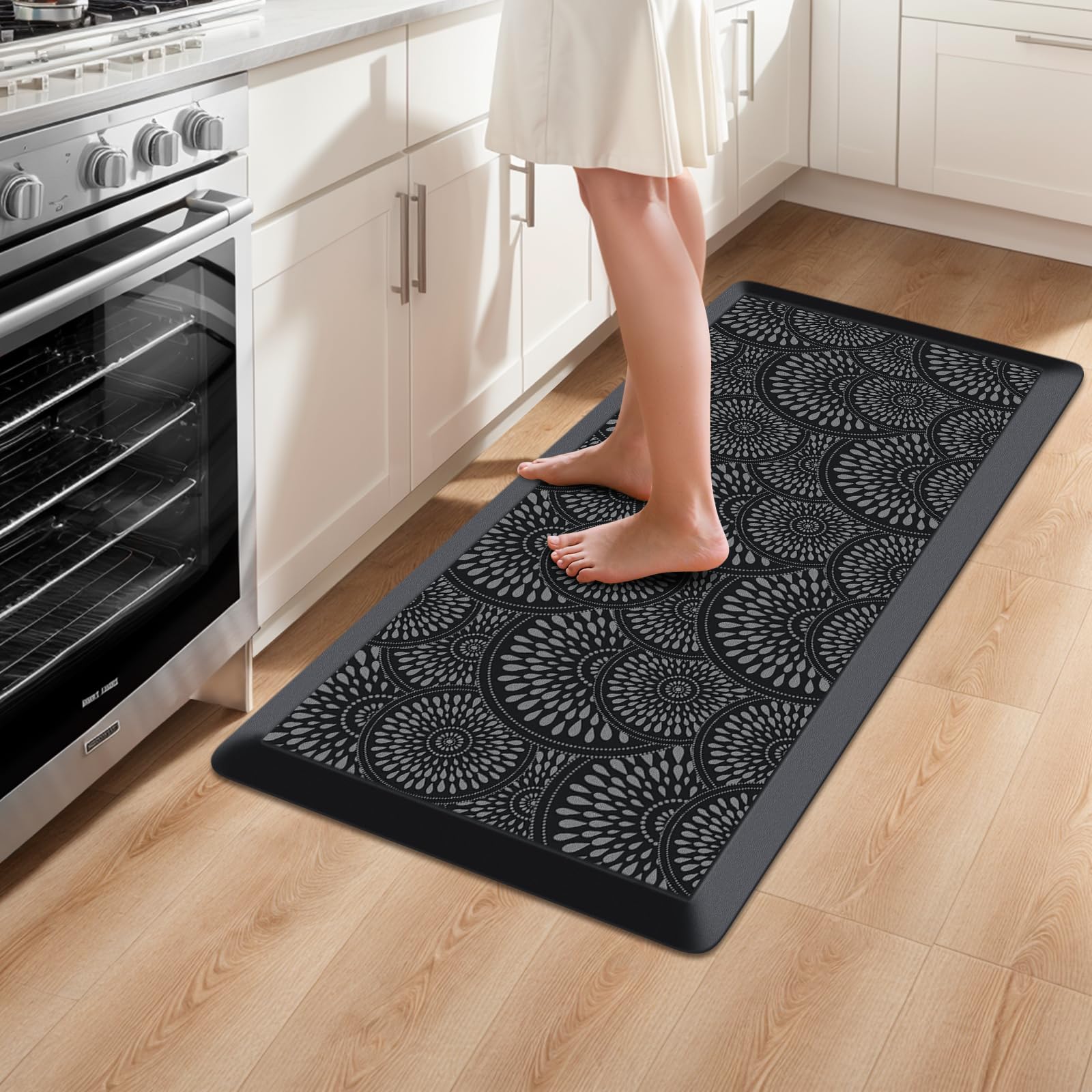 Mattitude Kitchen Mat, 17.3x28in Heavy Duty Ergonomic Comfort Foam Standing Desk Mat, Waterproof Non-Slip Standing Mats and Rugs for Kitchen, Office, Laundry, Grey