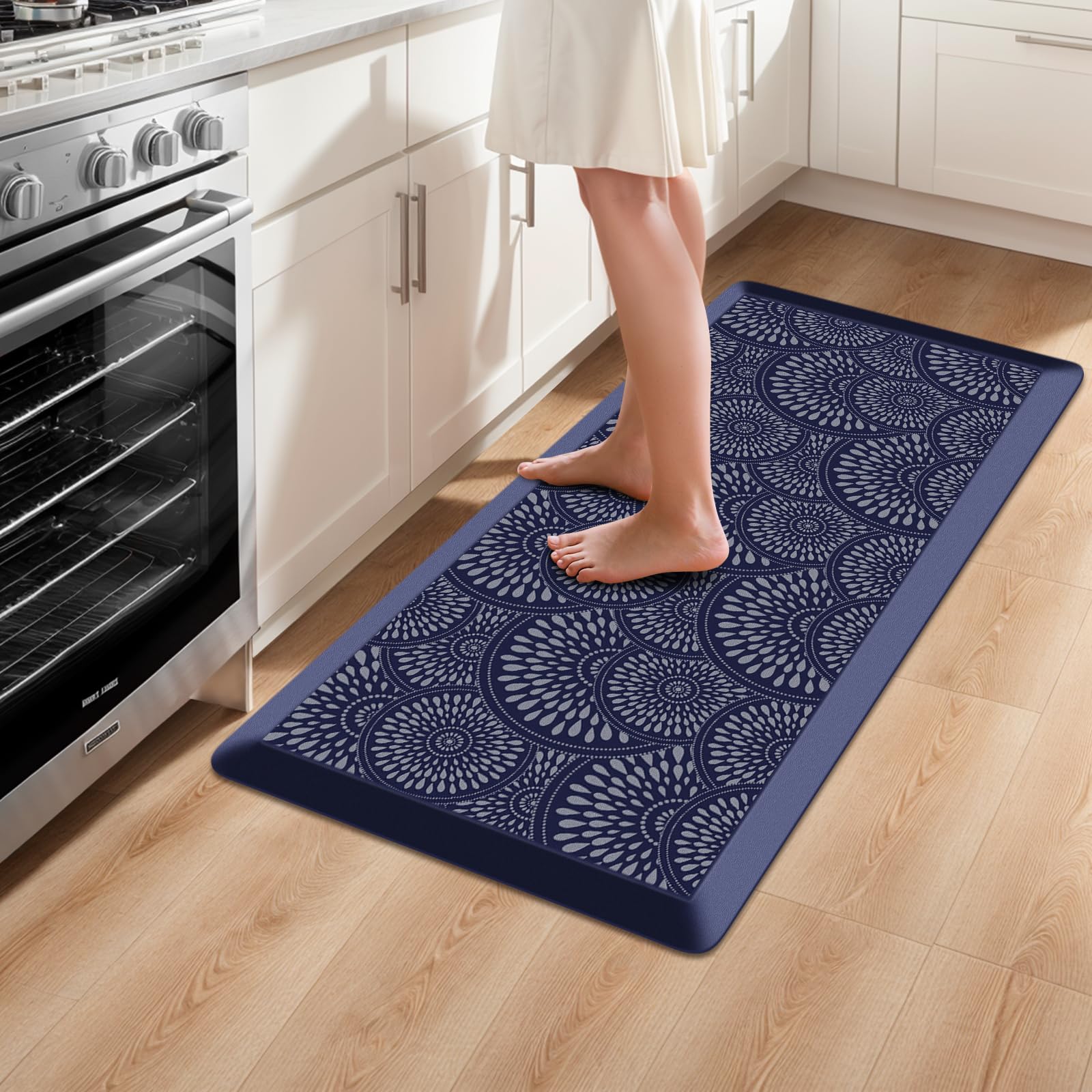 Mattitude Kitchen Mat, 17.3x28in Heavy Duty Ergonomic Comfort Foam Standing Desk Mat, Waterproof Non-Slip Standing Mats and Rugs for Kitchen, Office, Laundry, Grey