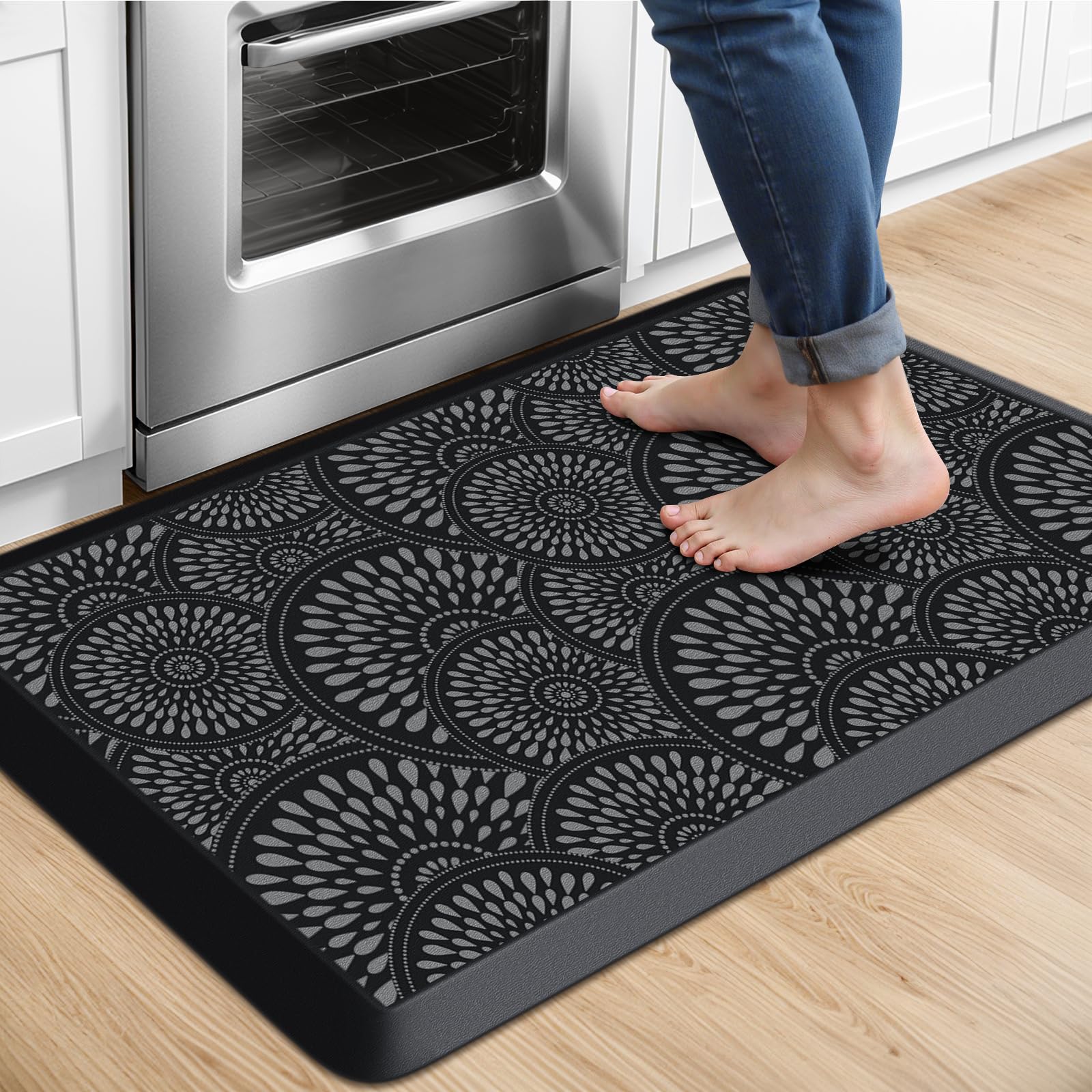 Mattitude Kitchen Mat, 17.3x28in Heavy Duty Ergonomic Comfort Foam Standing Desk Mat, Waterproof Non-Slip Standing Mats and Rugs for Kitchen, Office, Laundry, Grey