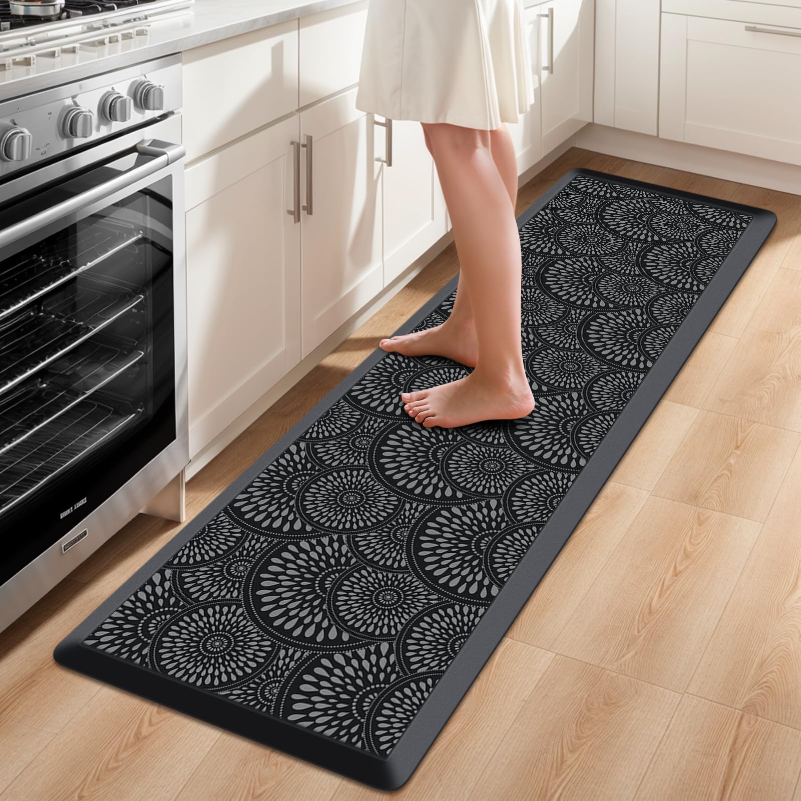 Mattitude Kitchen Mat, 17.3x28in Heavy Duty Ergonomic Comfort Foam Standing Desk Mat, Waterproof Non-Slip Standing Mats and Rugs for Kitchen, Office, Laundry, Grey