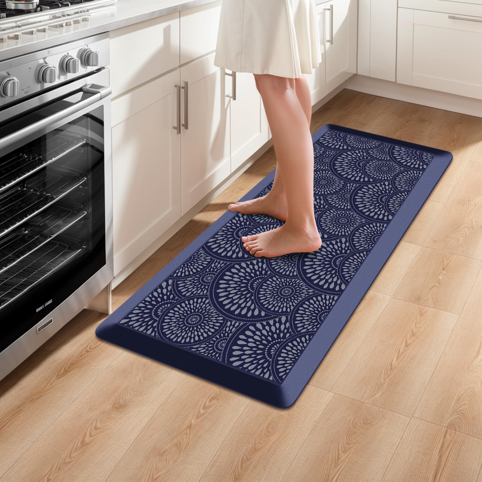 Mattitude Kitchen Mat, 17.3x28in Heavy Duty Ergonomic Comfort Foam Standing Desk Mat, Waterproof Non-Slip Standing Mats and Rugs for Kitchen, Office, Laundry, Grey