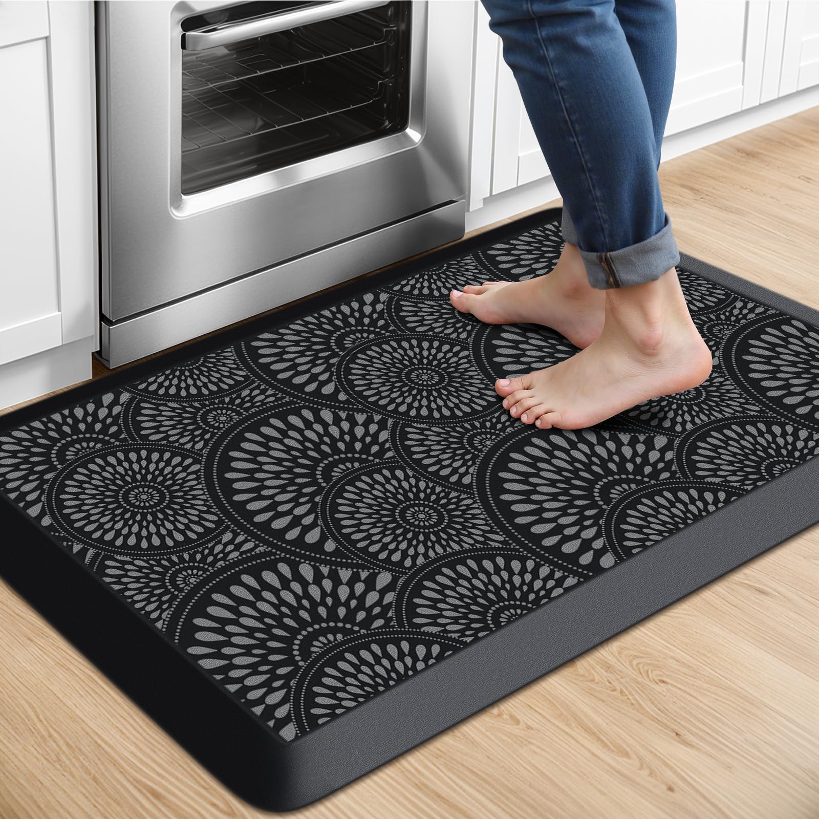 Mattitude Kitchen Mat, 17.3x28in Heavy Duty Ergonomic Comfort Foam Standing Desk Mat, Waterproof Non-Slip Standing Mats and Rugs for Kitchen, Office, Laundry, Grey