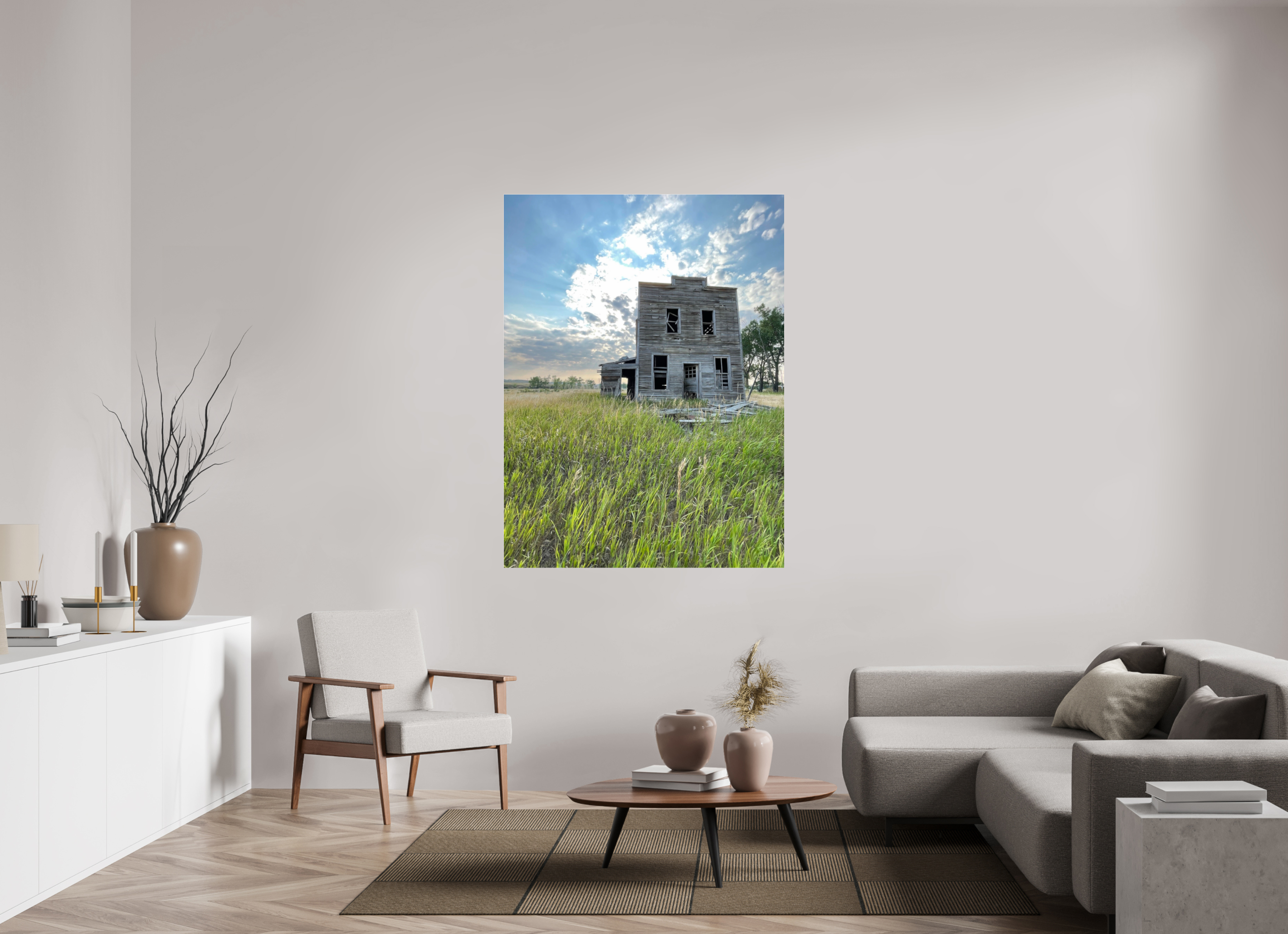 45 x 60″, Photo Print Under Acrylic Glass Still Standing: Abandoned Prairie Homestead