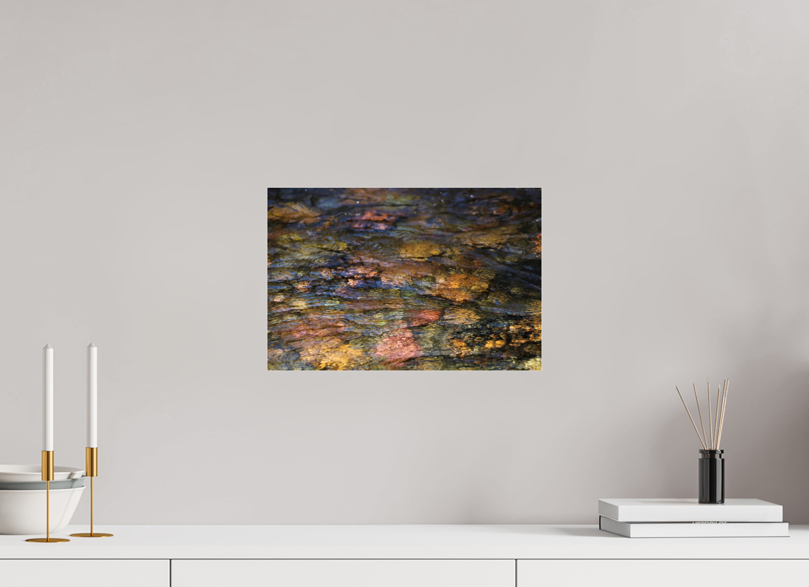 15 x 10″, Photo Print Under Acrylic Glass Liquid Gold: Creek Stone