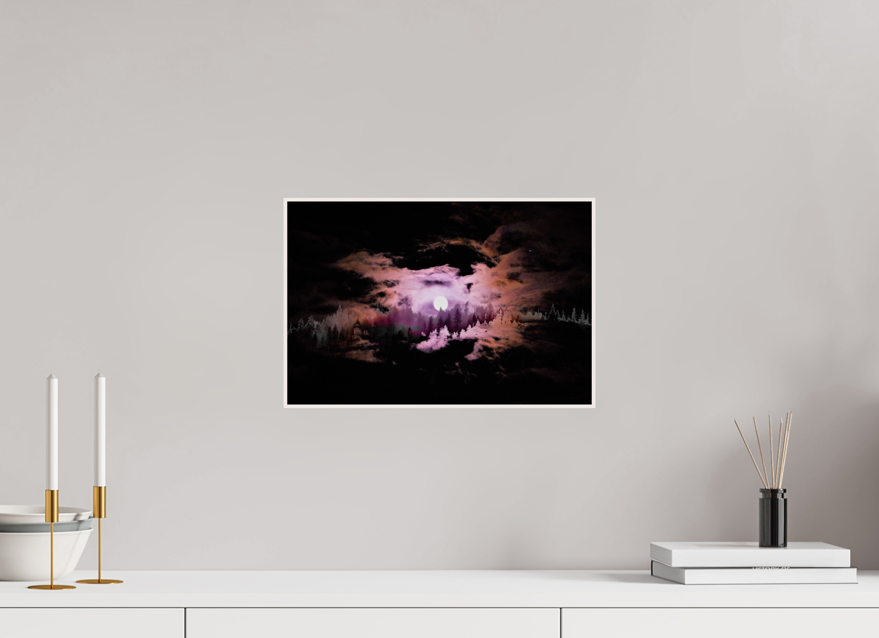 15 x 10″, Wood ArtBox with Acrylic Moonfire: Night Forest Double Exposure Fine Art Print