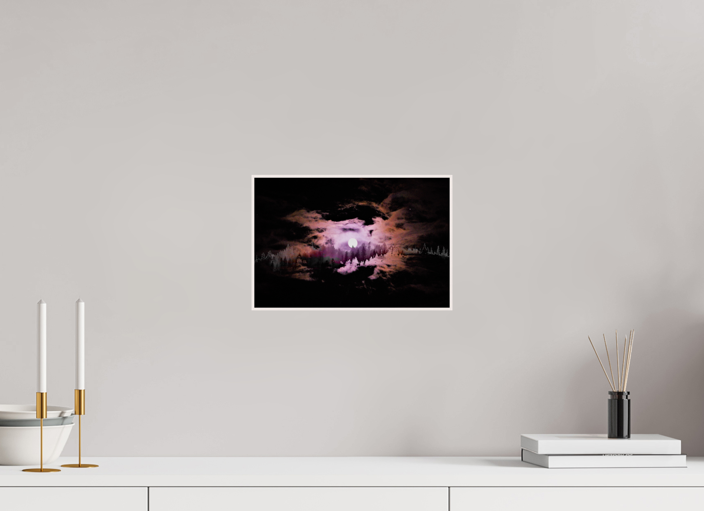 12 x 8″, Wood ArtBox with Acrylic Moonfire: Night Forest Double Exposure Fine Art Print