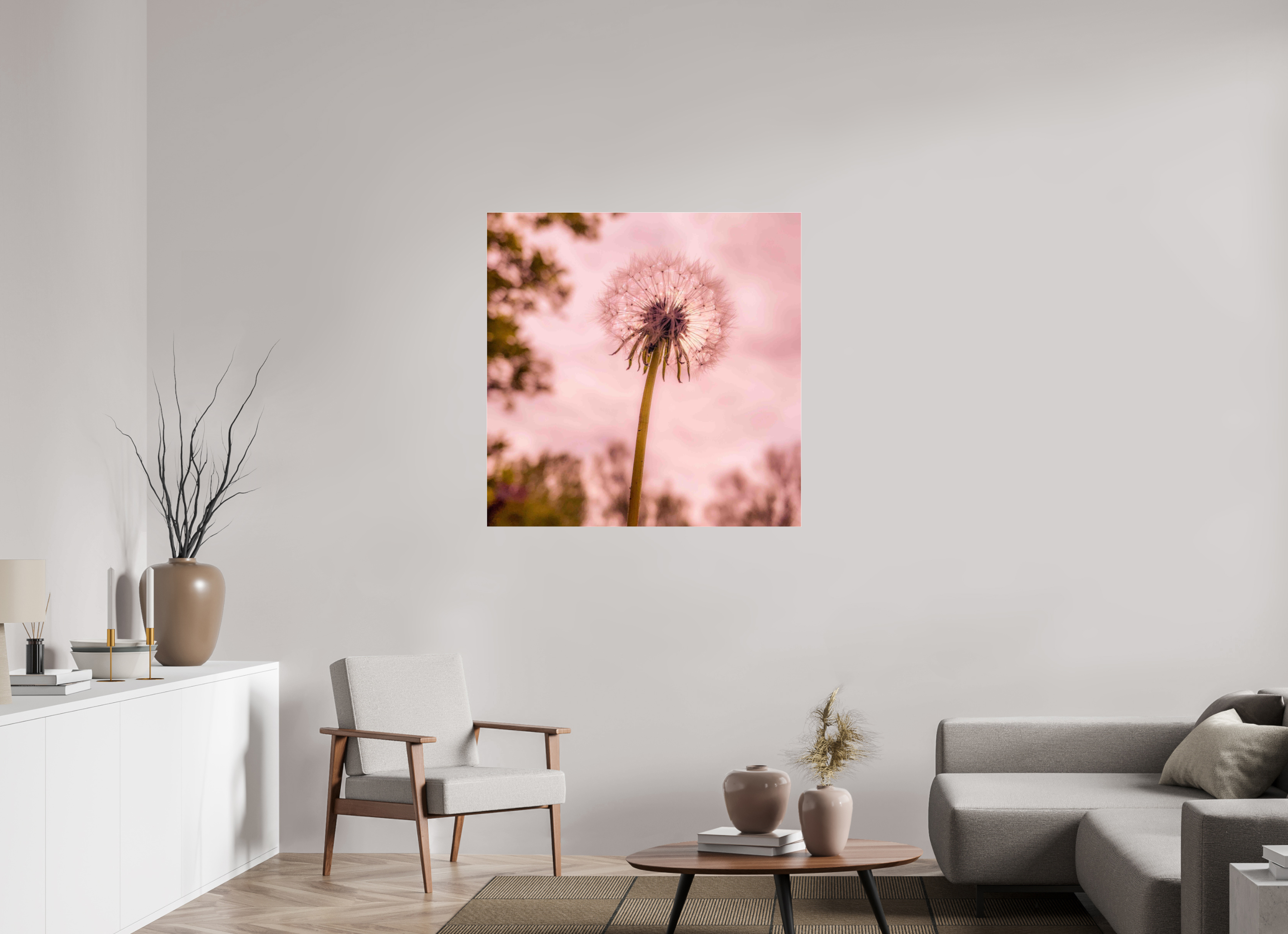 40 x 40″, Photo Print Under Acrylic Glass Make a Wish: Dandelion at Dusk