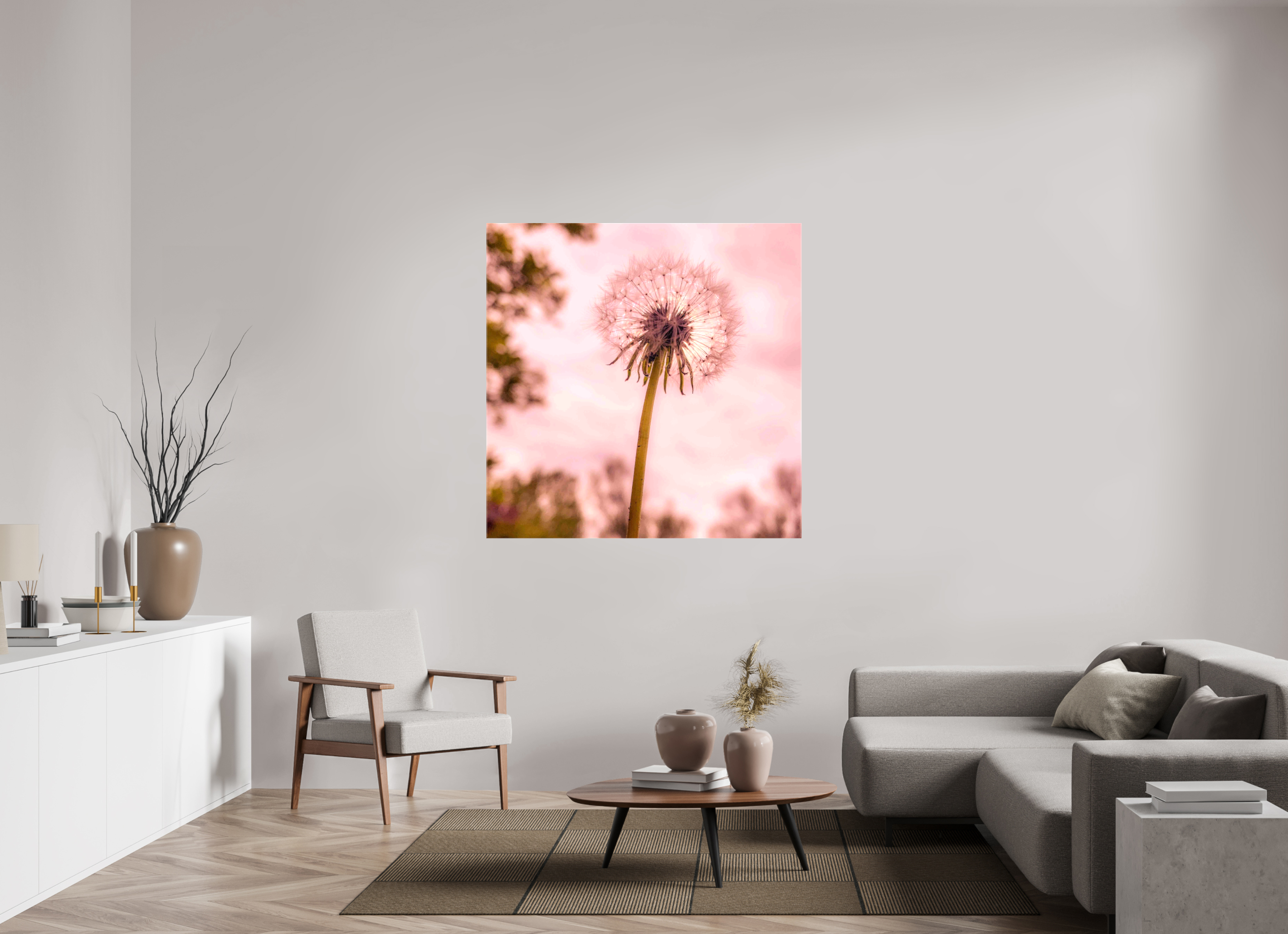 50 x 50″, Gloss Canvas Make a Wish: Dandelion at Dusk