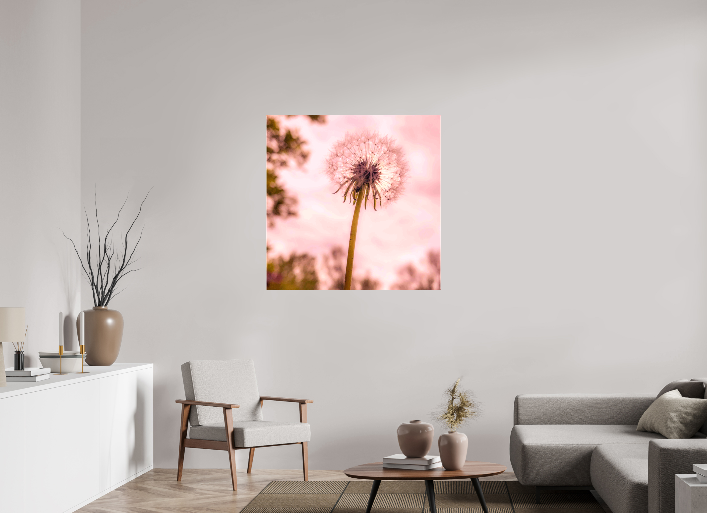 40 x 40″, Gloss Canvas Make a Wish: Dandelion at Dusk