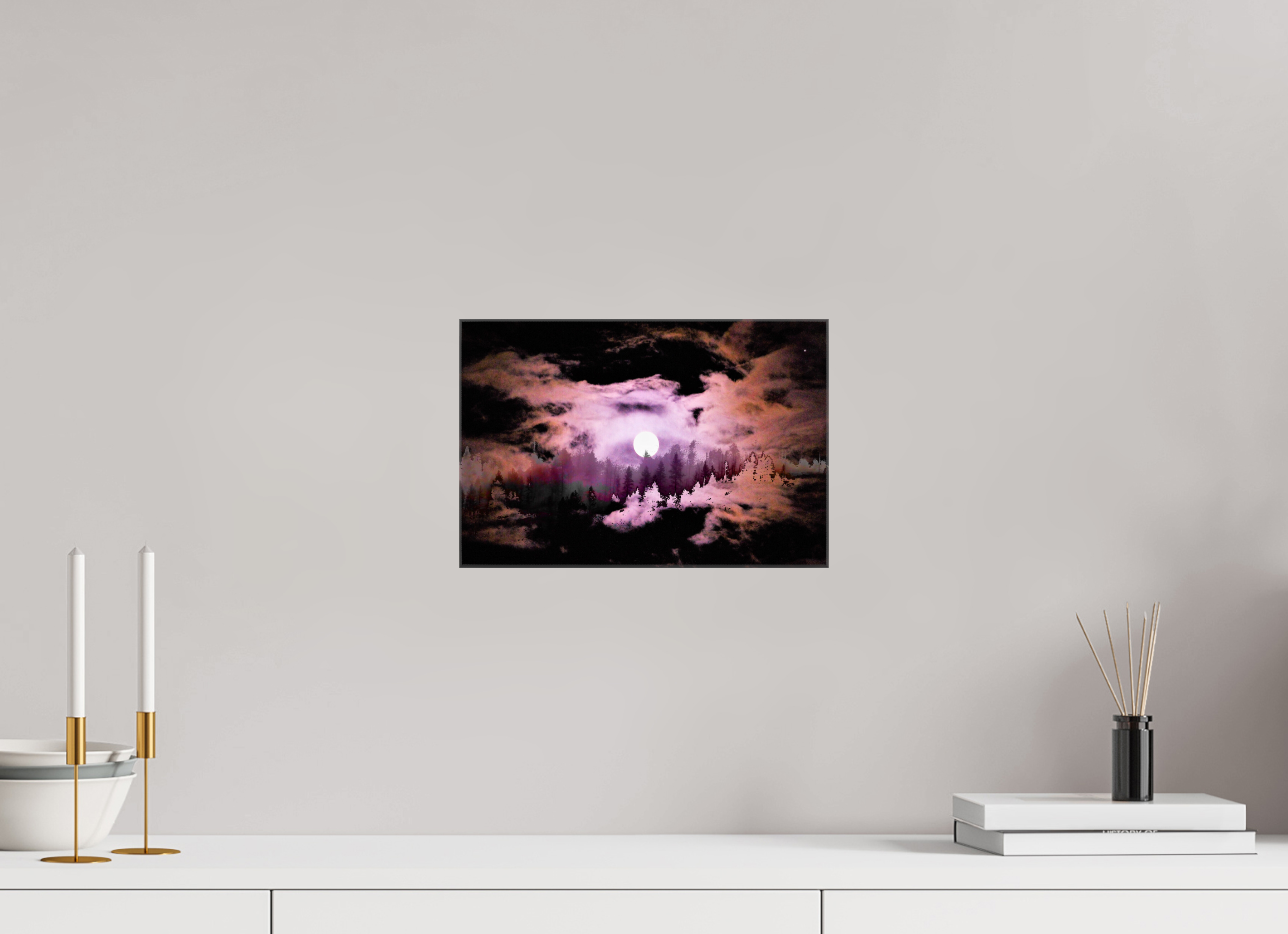 12 x 8″, Gloss Canvas Moonfire: Night Forest Double Exposure Fine Art Print